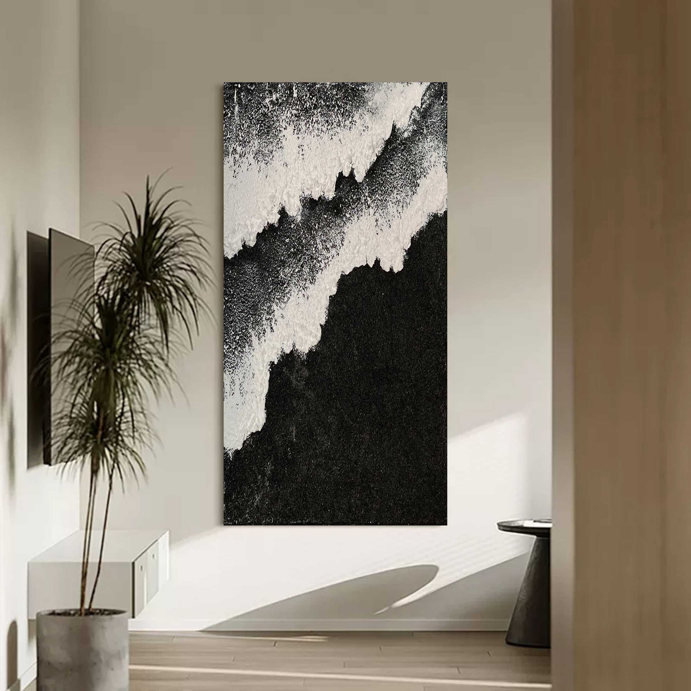 Ethereal Waves Vertical Art-Abstract Wall Art of Wave Texture in Modern Interior Design