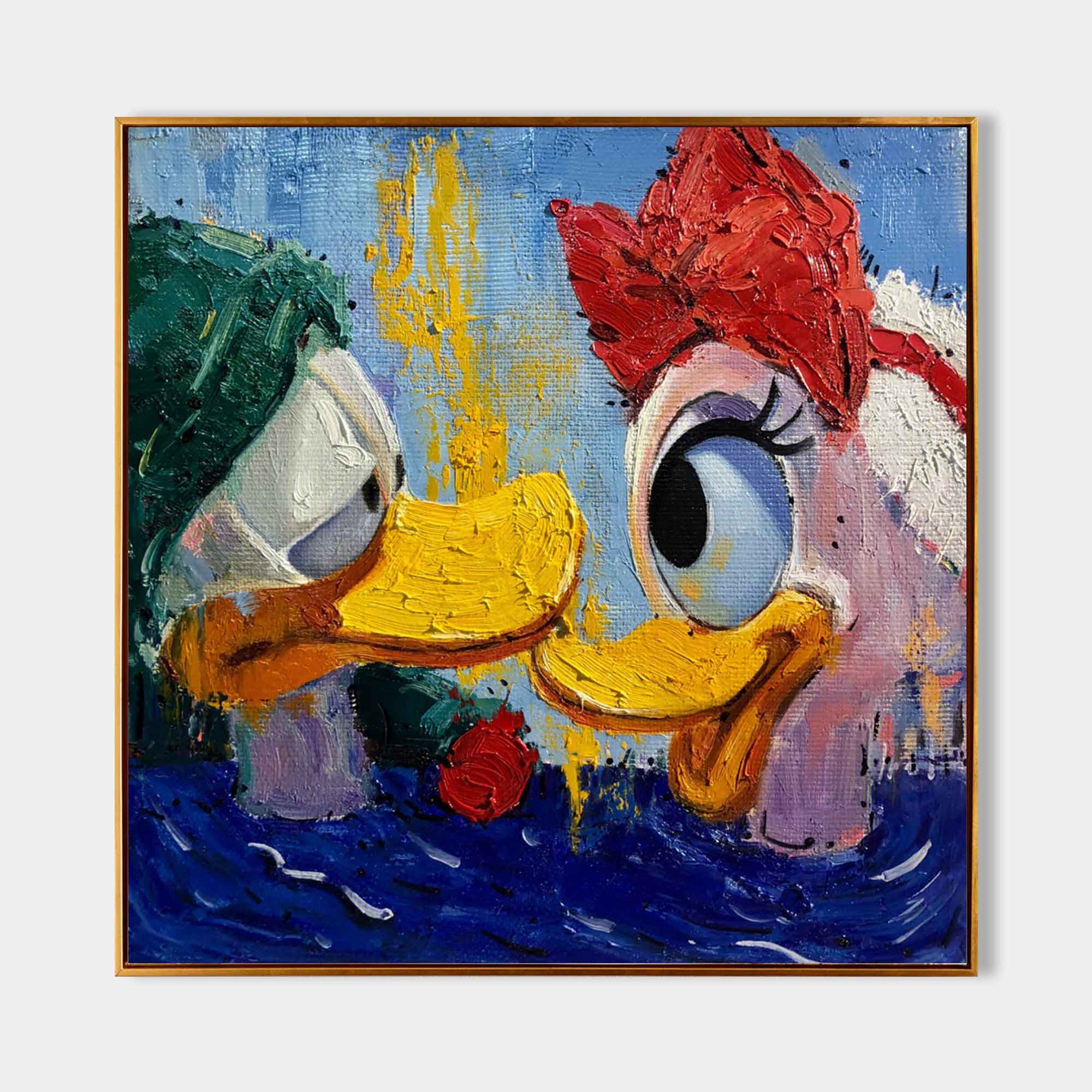 Ducks in Love Abstract Canvas-Modern Personality Abstract Duck Wall Art