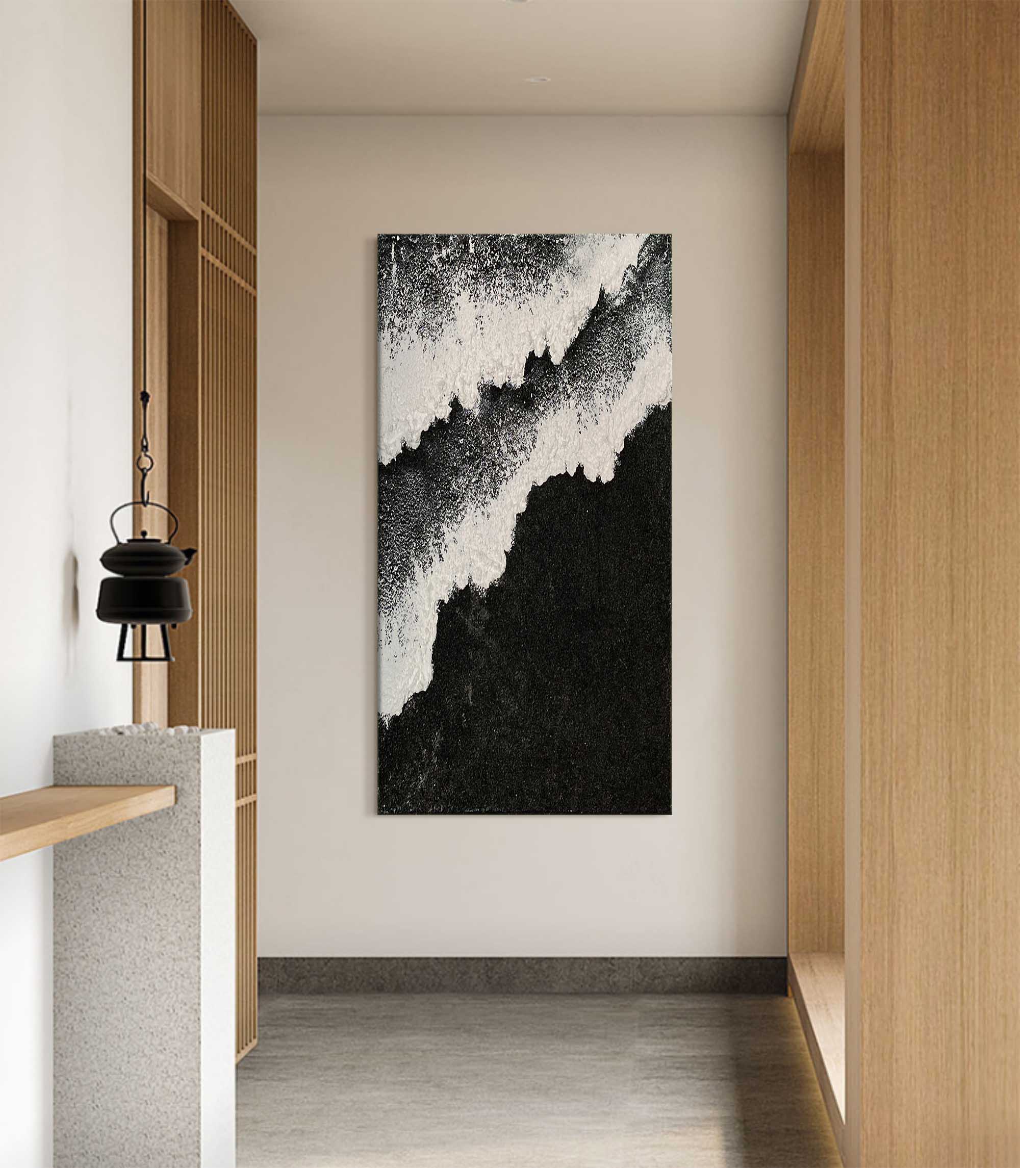 Ethereal Waves Vertical Art-Abstract Wall Art of Wave Texture in Modern Interior Design
