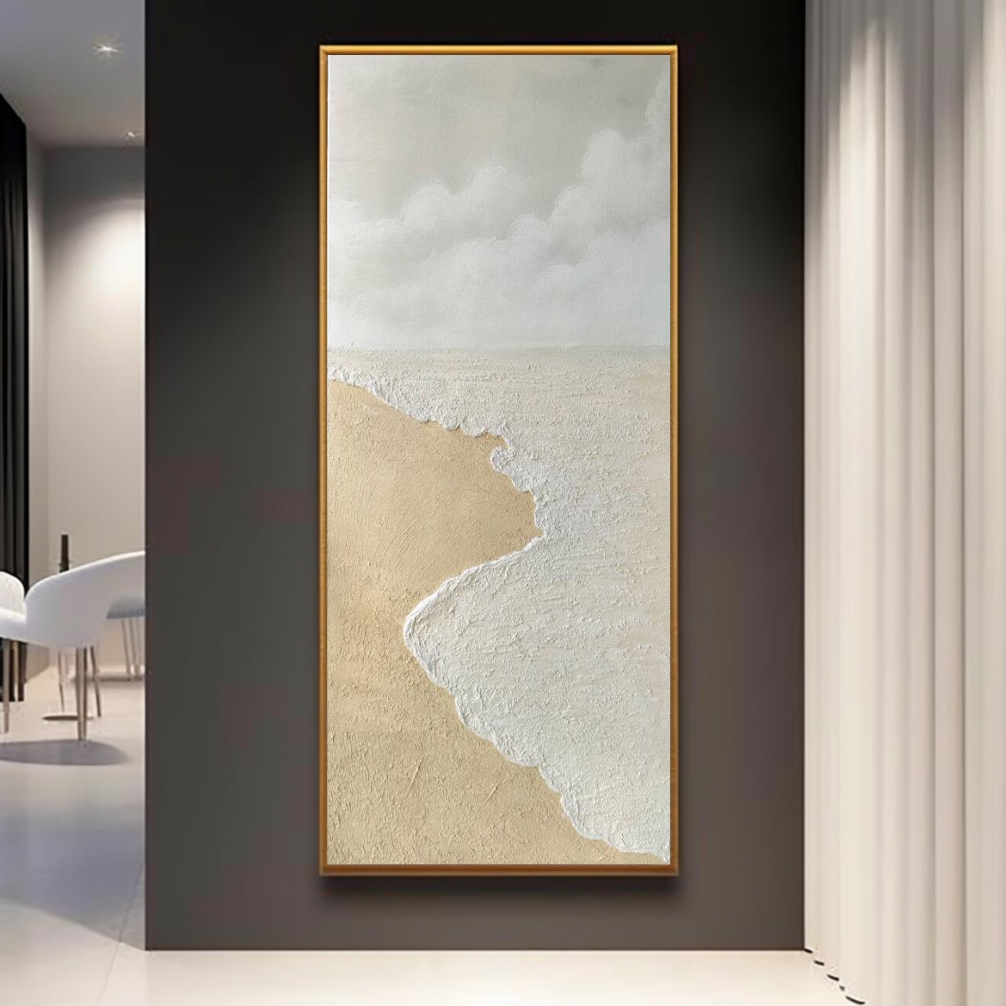 Tranquil Shoreline: Textured Coastal Canvas