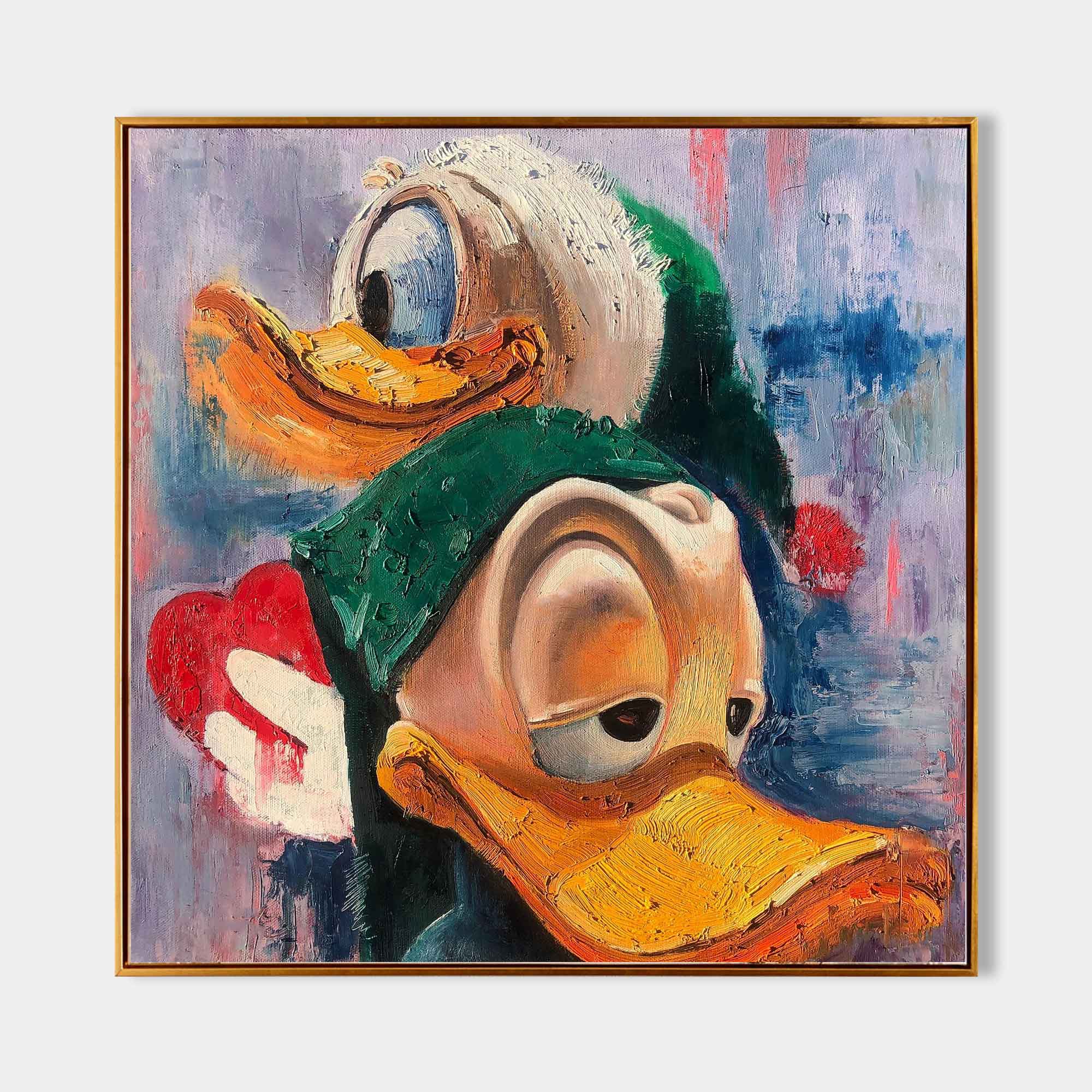 Playful Ducks Abstract Canvas-Cartoon Abstract Oil Painting Wall Art for Modern Interior Decoration