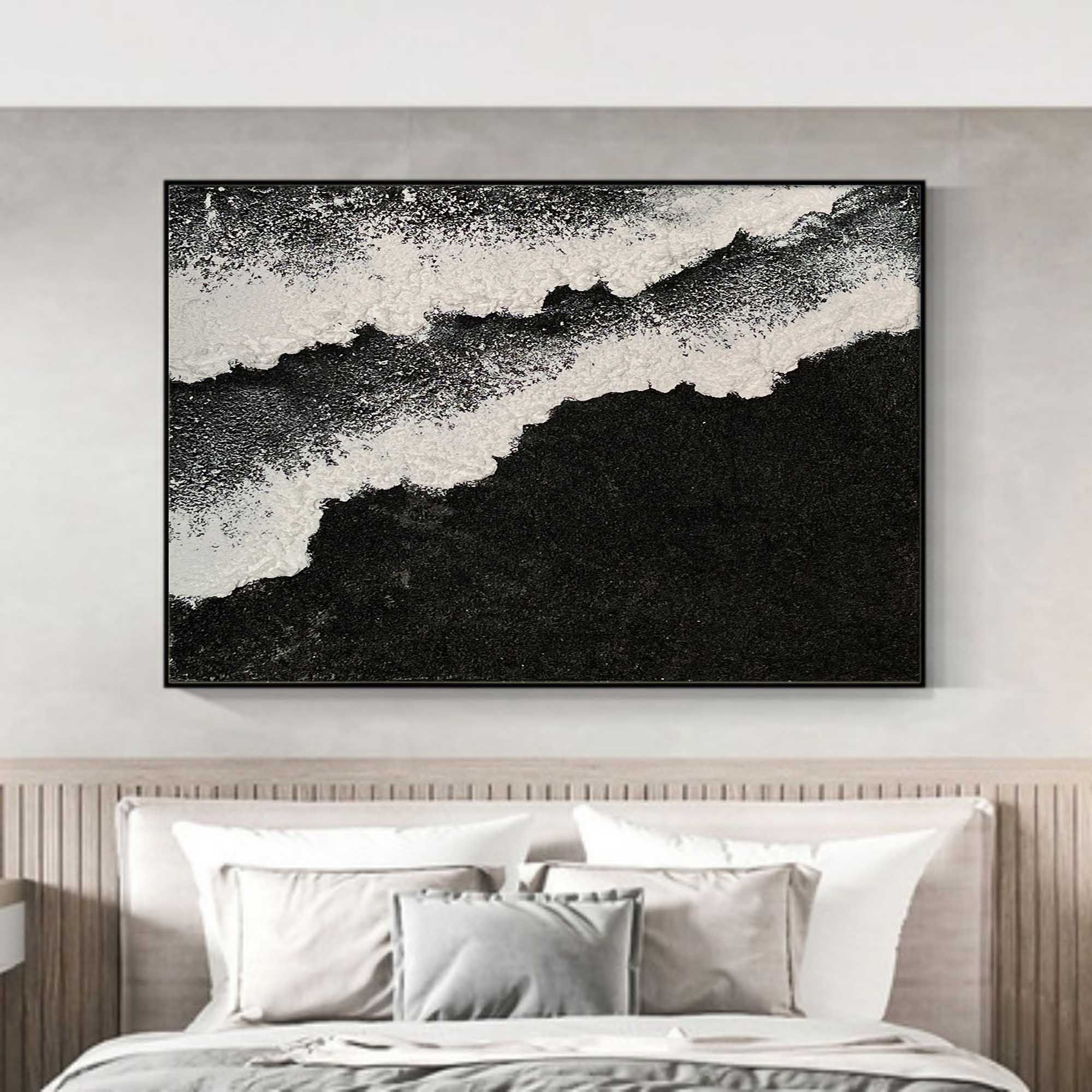 Monochrome Tides Abstract Art-Interior Design Minimalist Three Dimensional Wave Abstract Wall Art