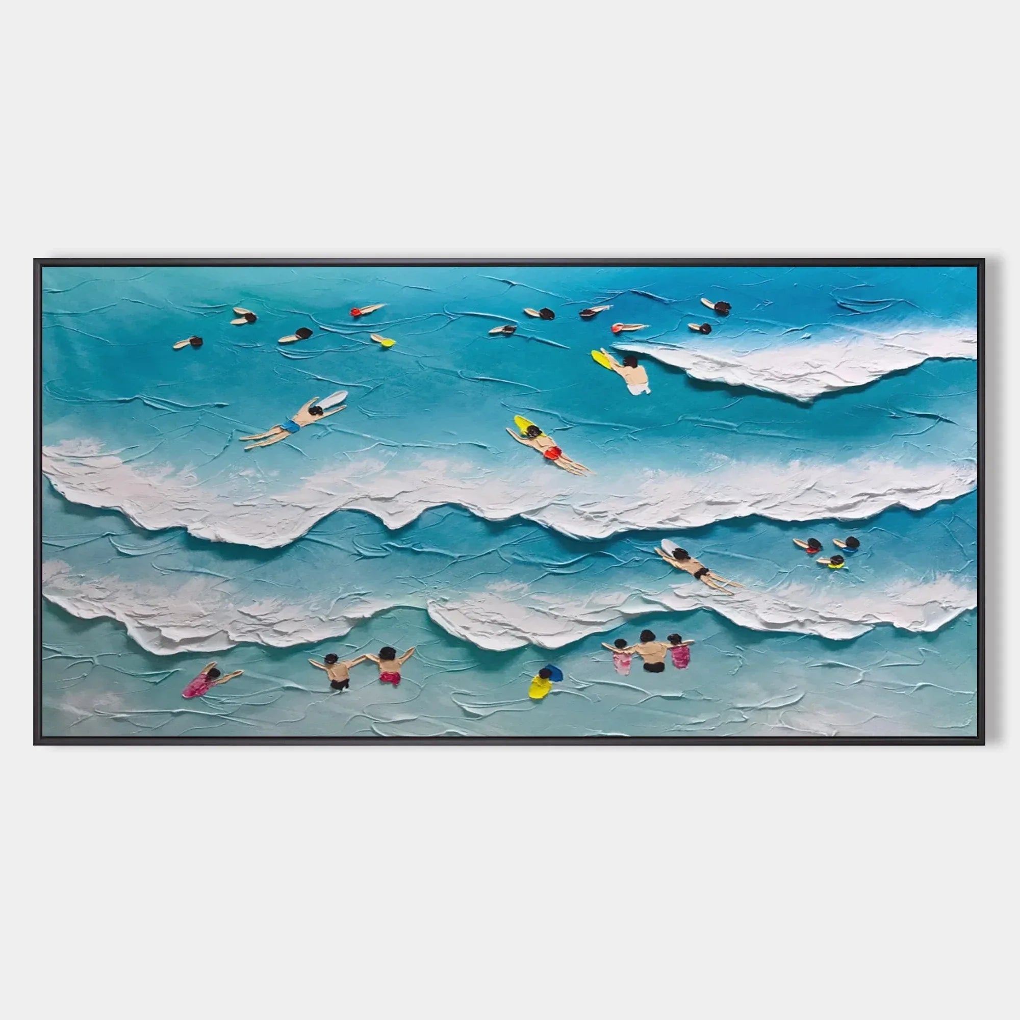 Surfside Harmony-Horizontal 3D Surfing Texture Oil Painting Wall Art - artextured