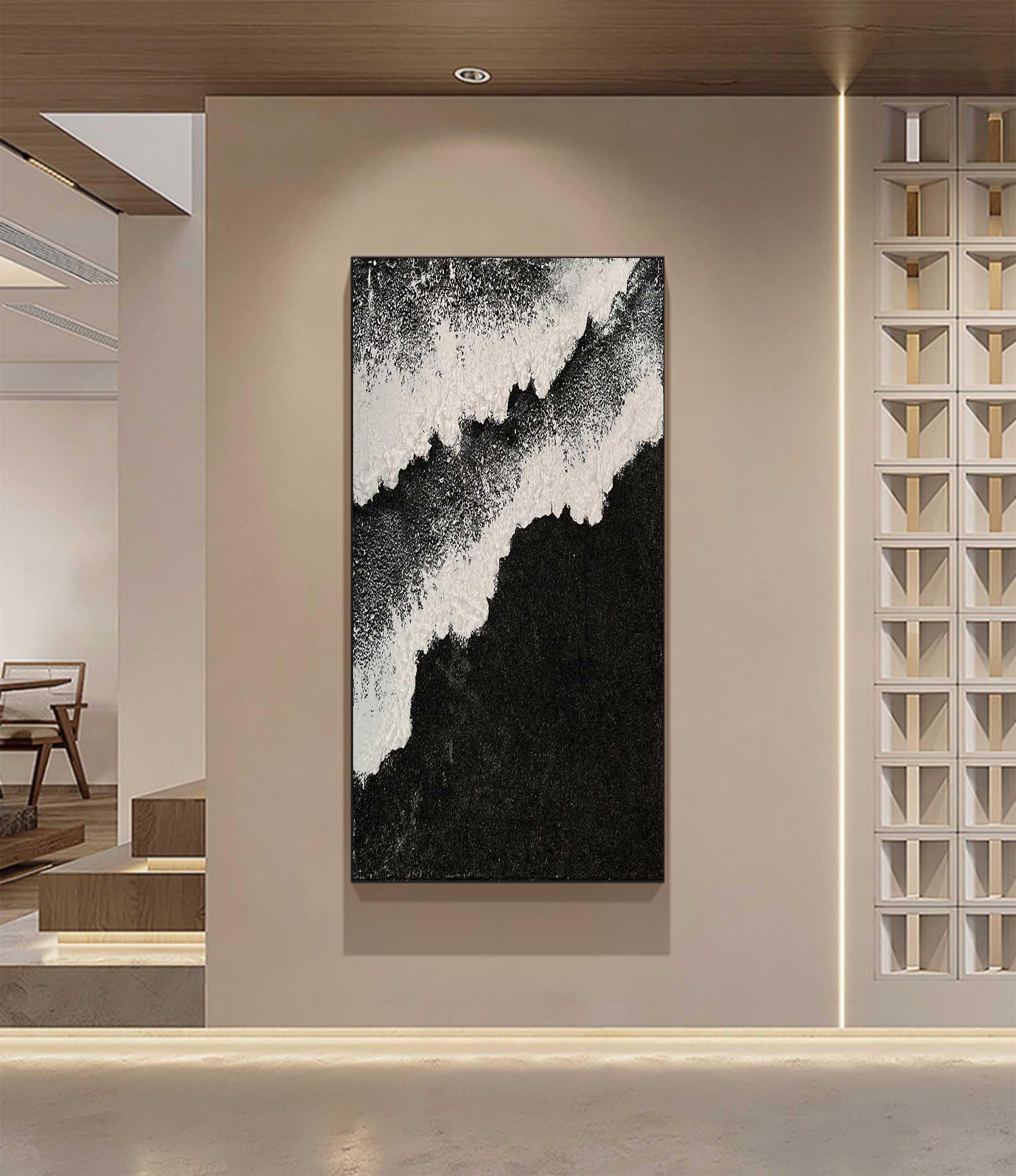 Ethereal Waves Vertical Art-Abstract Wall Art of Wave Texture in Modern Interior Design - artextured