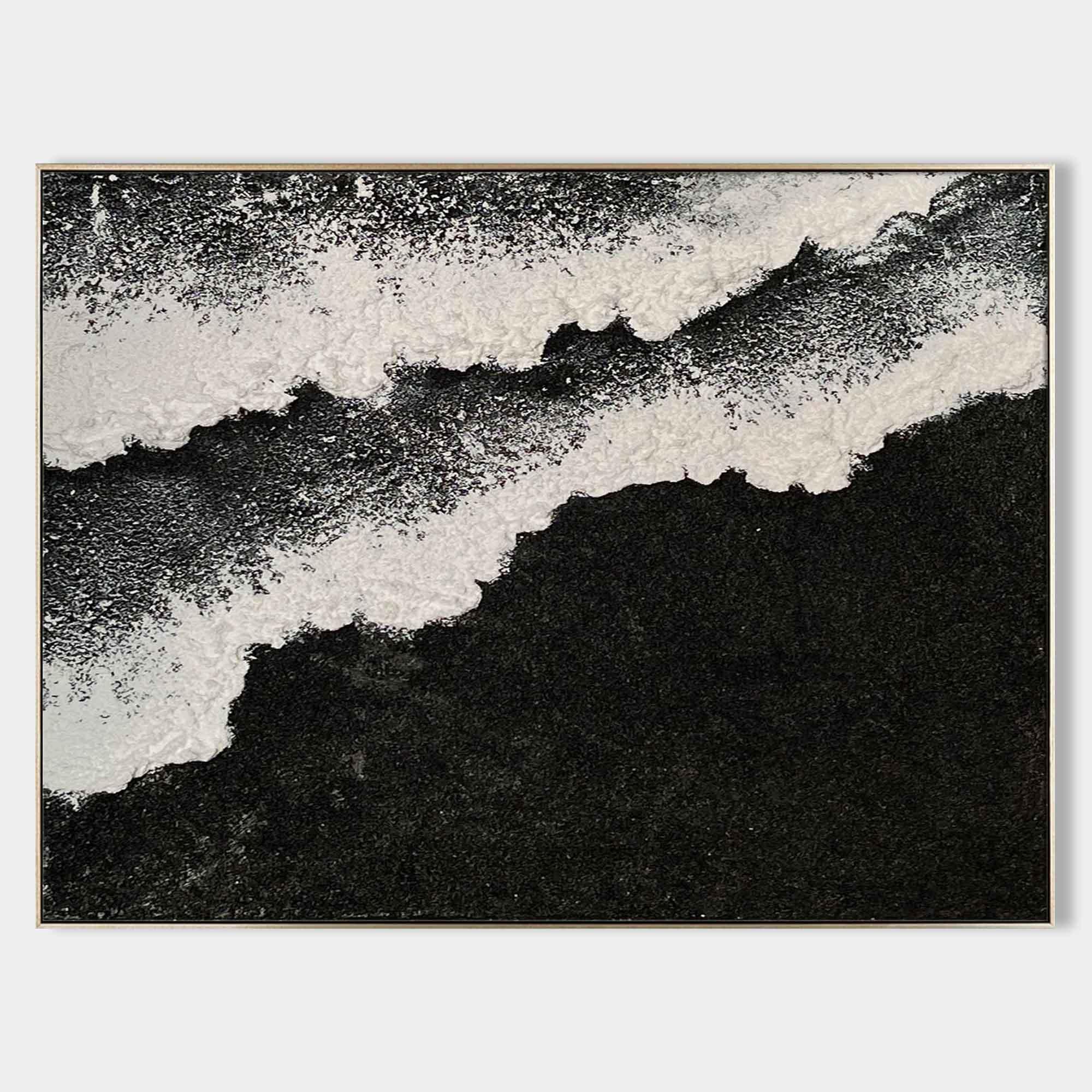Monochrome Tides Abstract Art-Interior Design Minimalist Three Dimensional Wave Abstract Wall Art - artextured