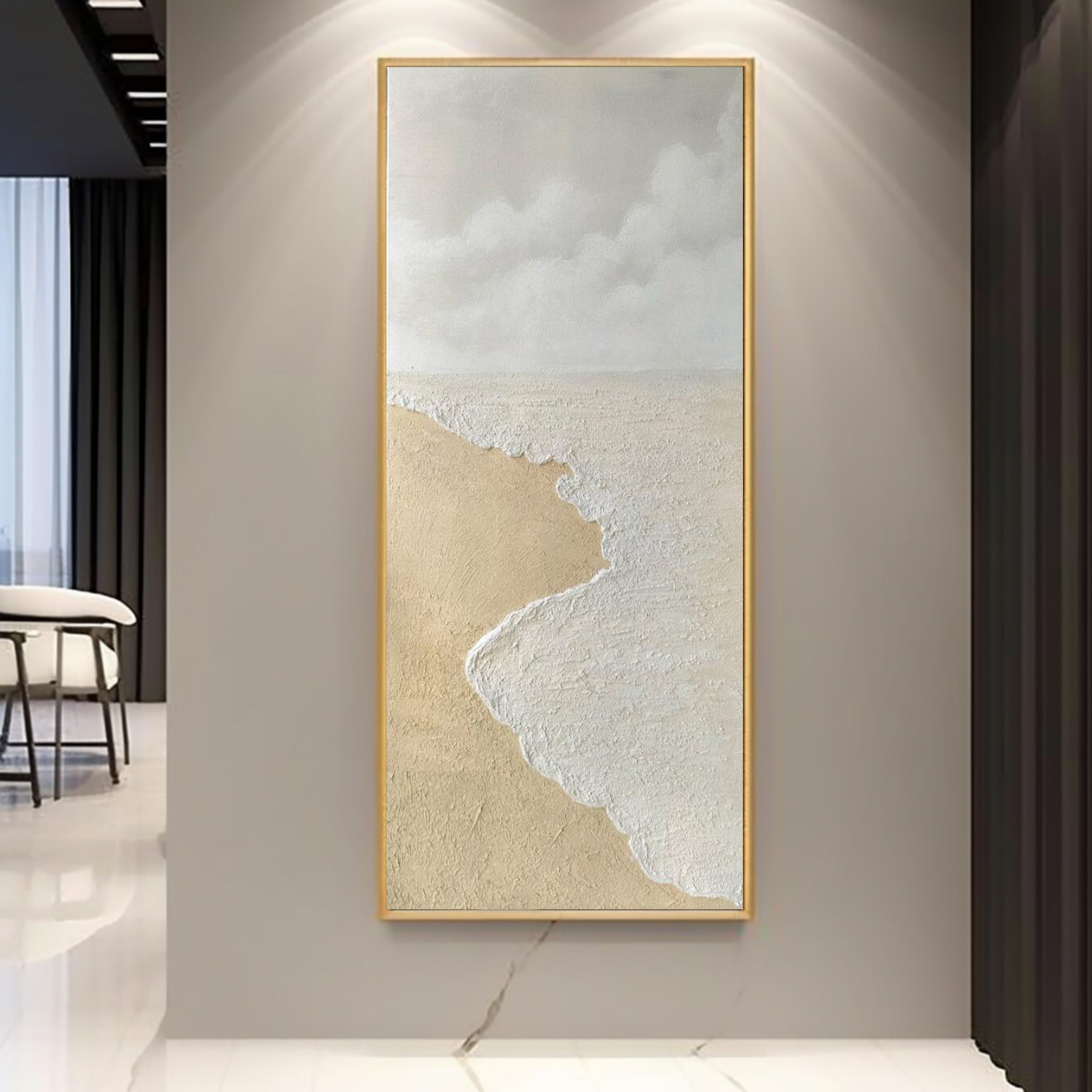 Tranquil Shoreline: Textured Coastal Canvas