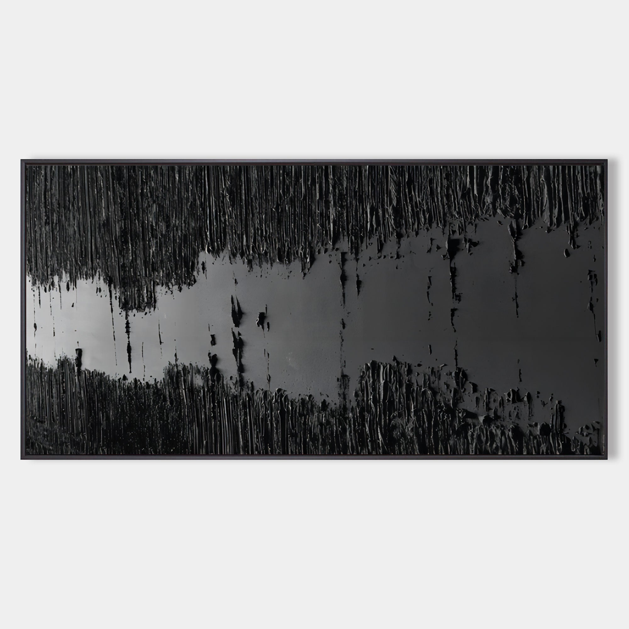 Monochrome Depth-Modern Minimalist Style Pure Black Texture Abstract Wall Art