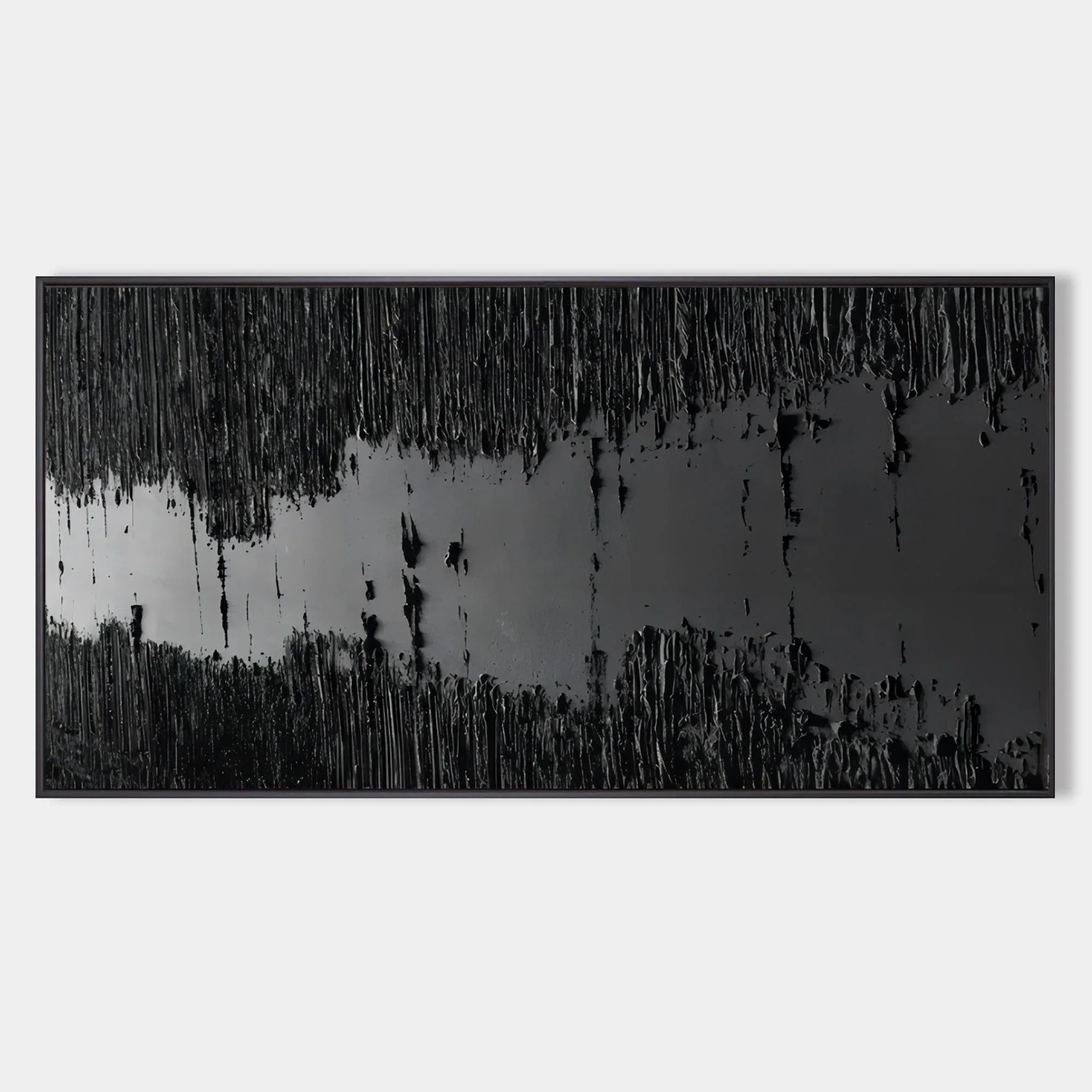 Monochrome Depth-Modern Minimalist Style Pure Black Texture Abstract Wall Art - artextured