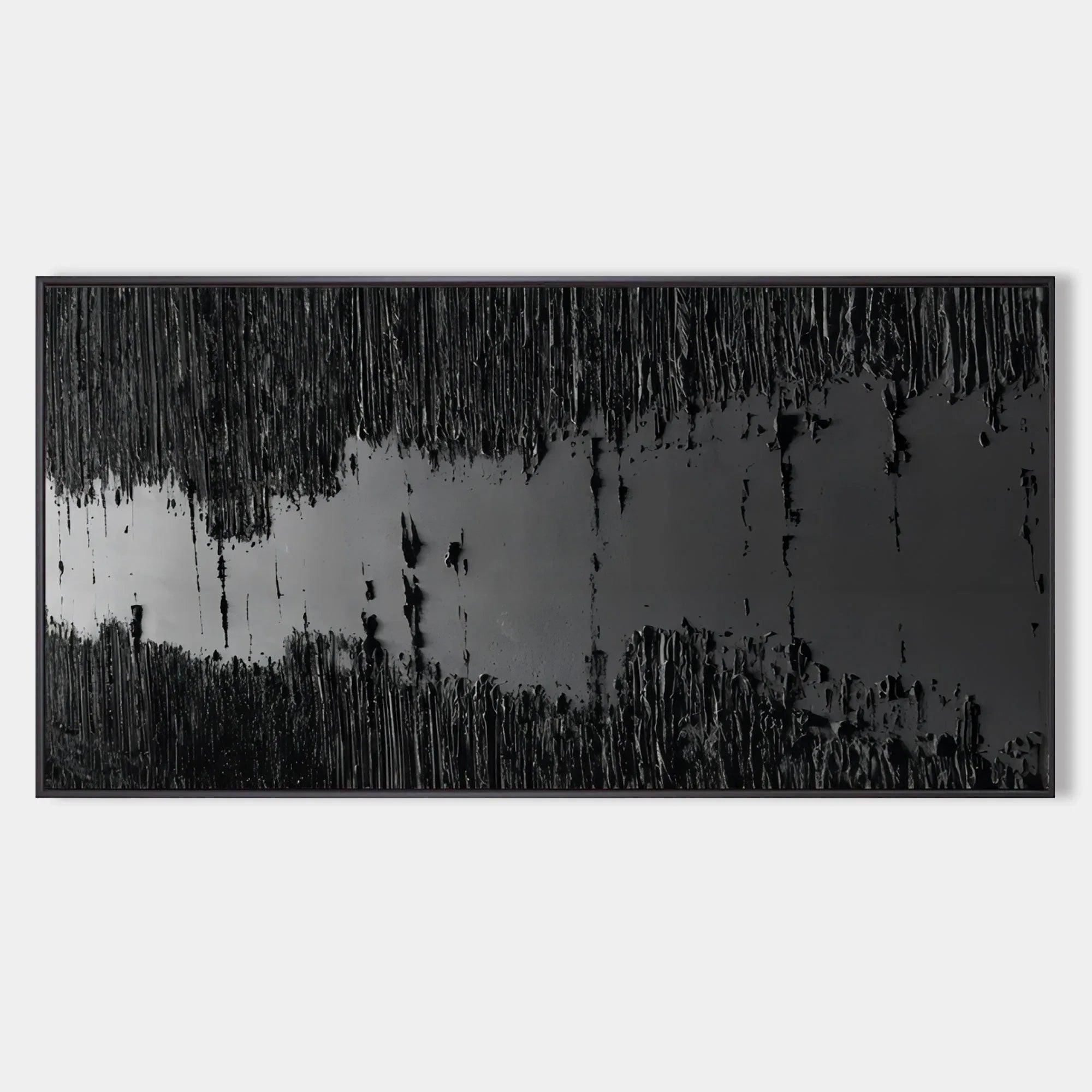 Monochrome Depth-Modern Minimalist Style Pure Black Texture Abstract Wall Art - artextured