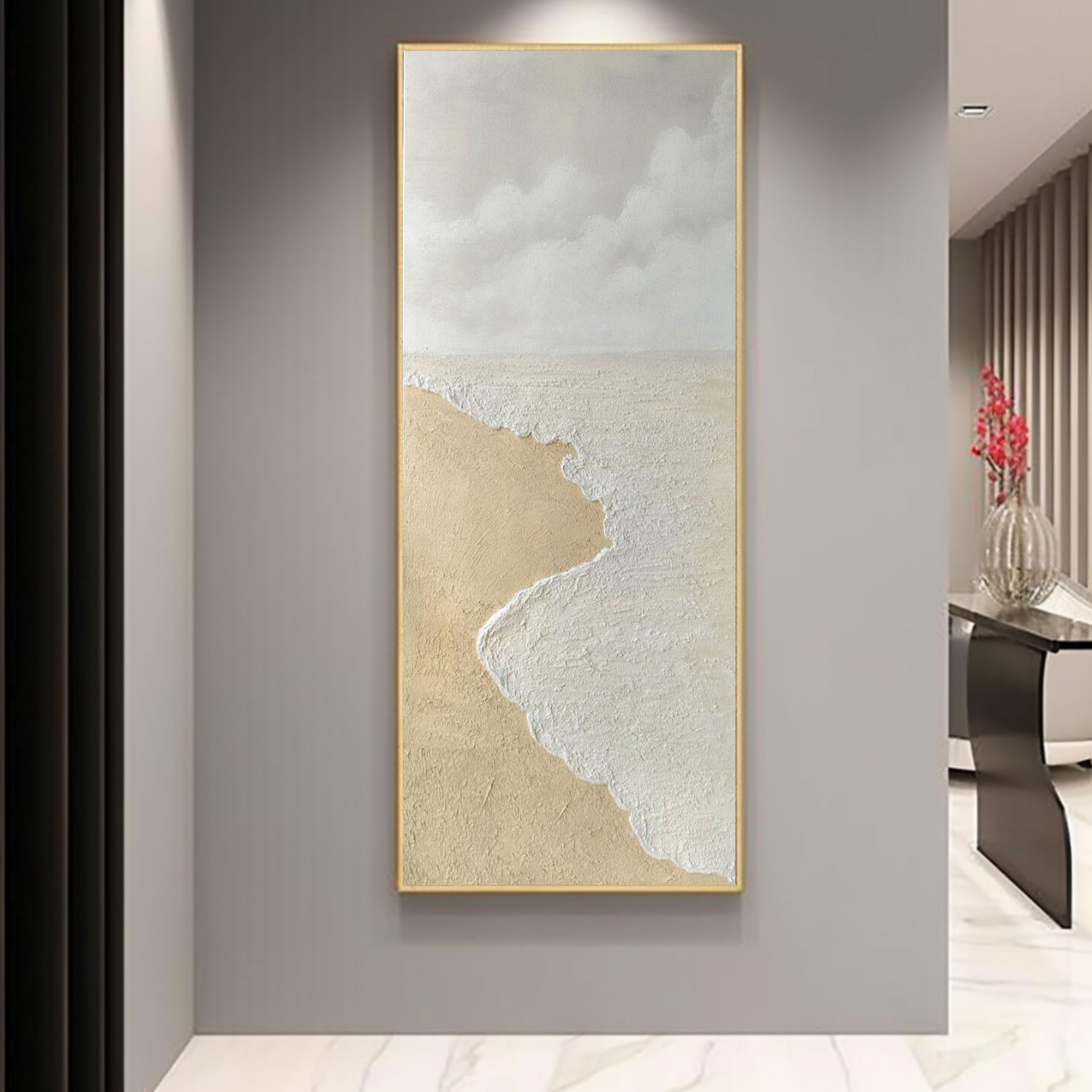 Tranquil Shoreline: Textured Coastal Canvas