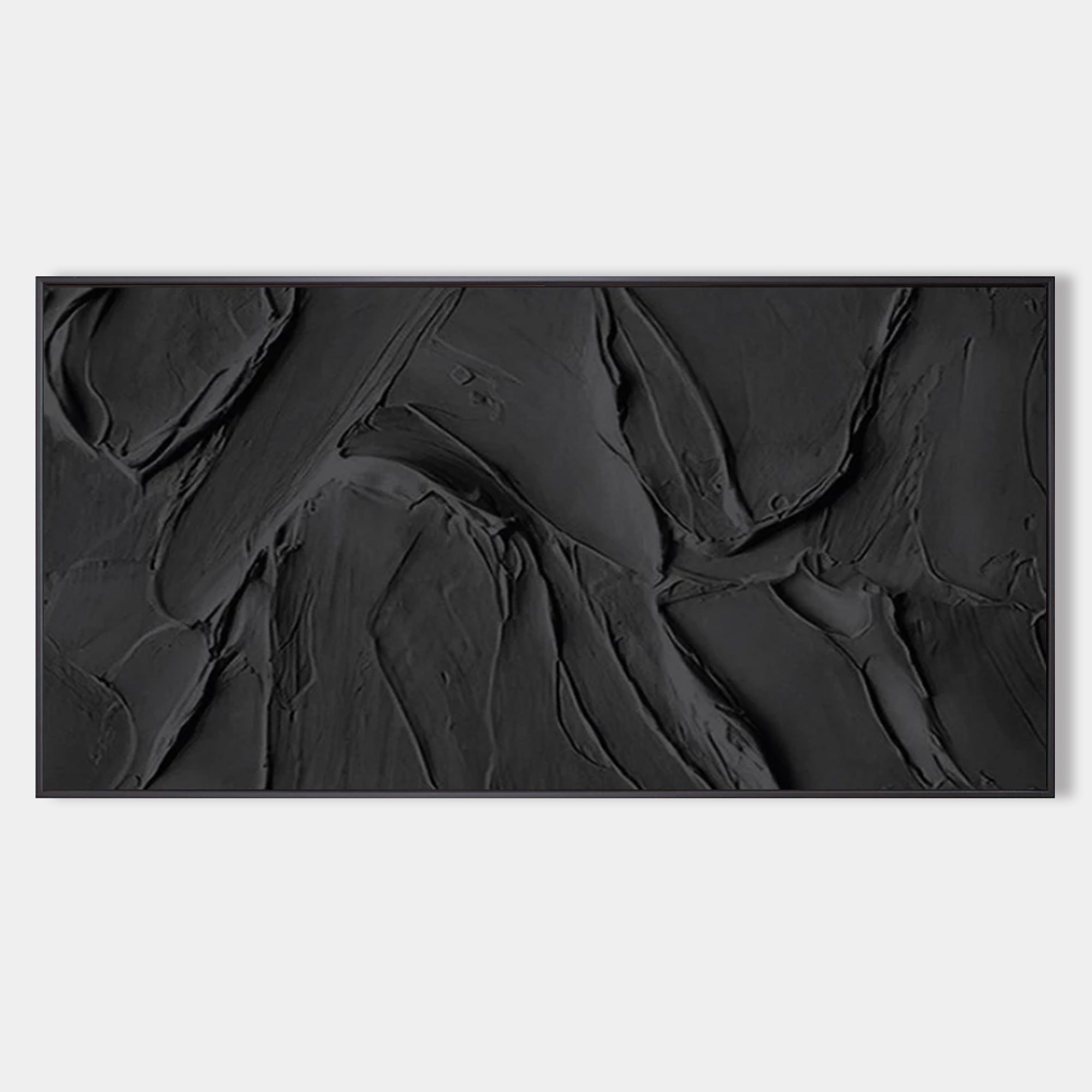 Obsidian Texture -Pure Black Thick Coating Texture Minimalist Abstract Wall Art