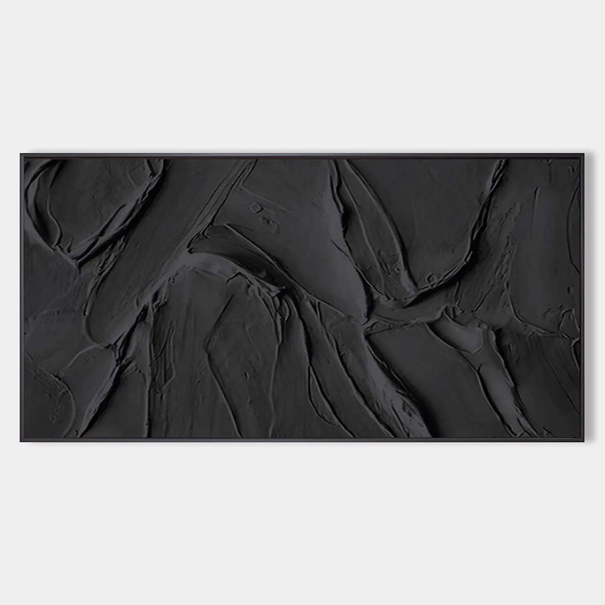 Obsidian Texture -Pure Black Thick Coating Texture Minimalist Abstract Wall Art - artextured