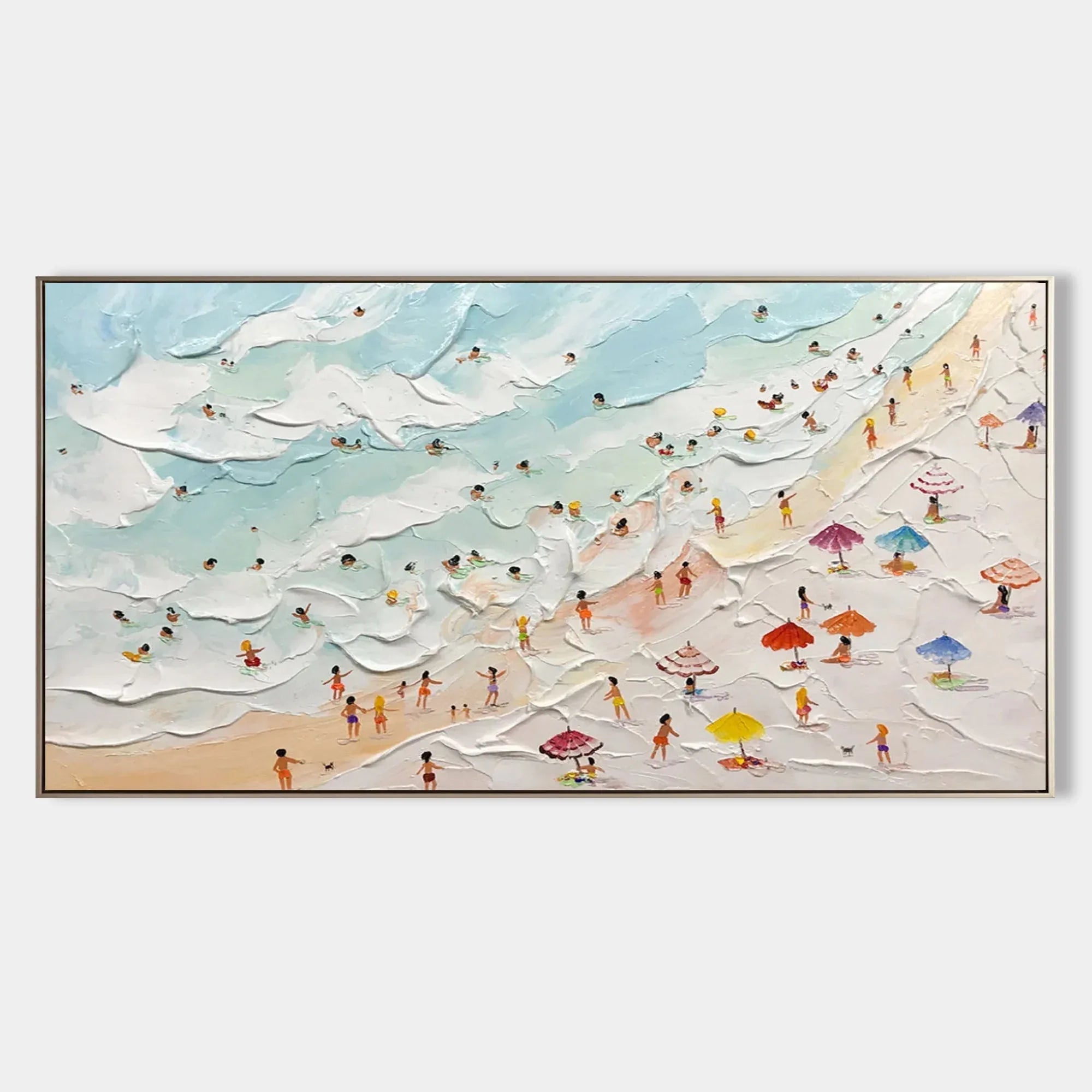 Beachside Bliss-Vibrant Seaside Scene Wall Art Created by Three-Dimensional Texture - artextured
