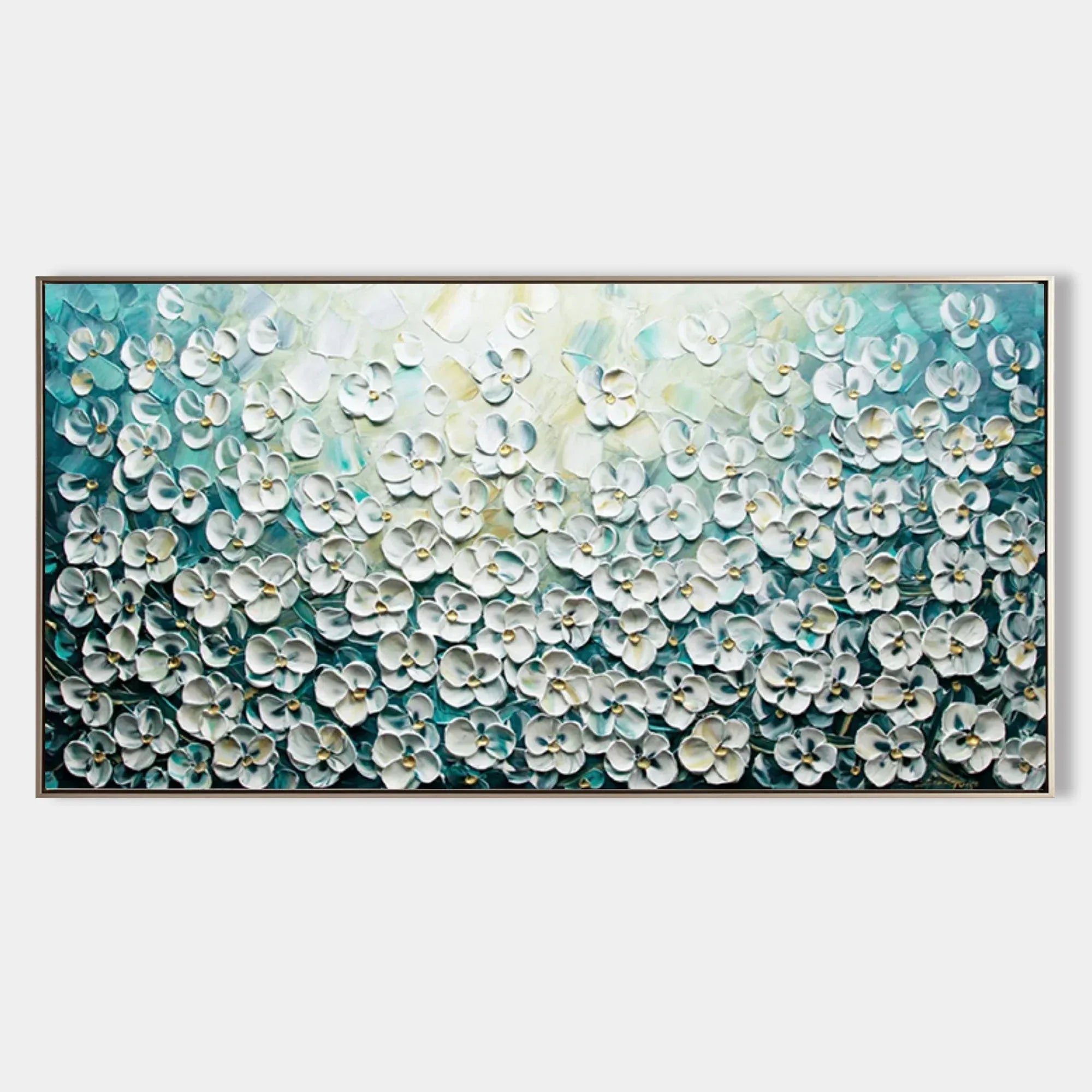 Floral Symphony-3D Blue and White Flower Sea Texture Abstract Oil Painting Wall Art - artextured