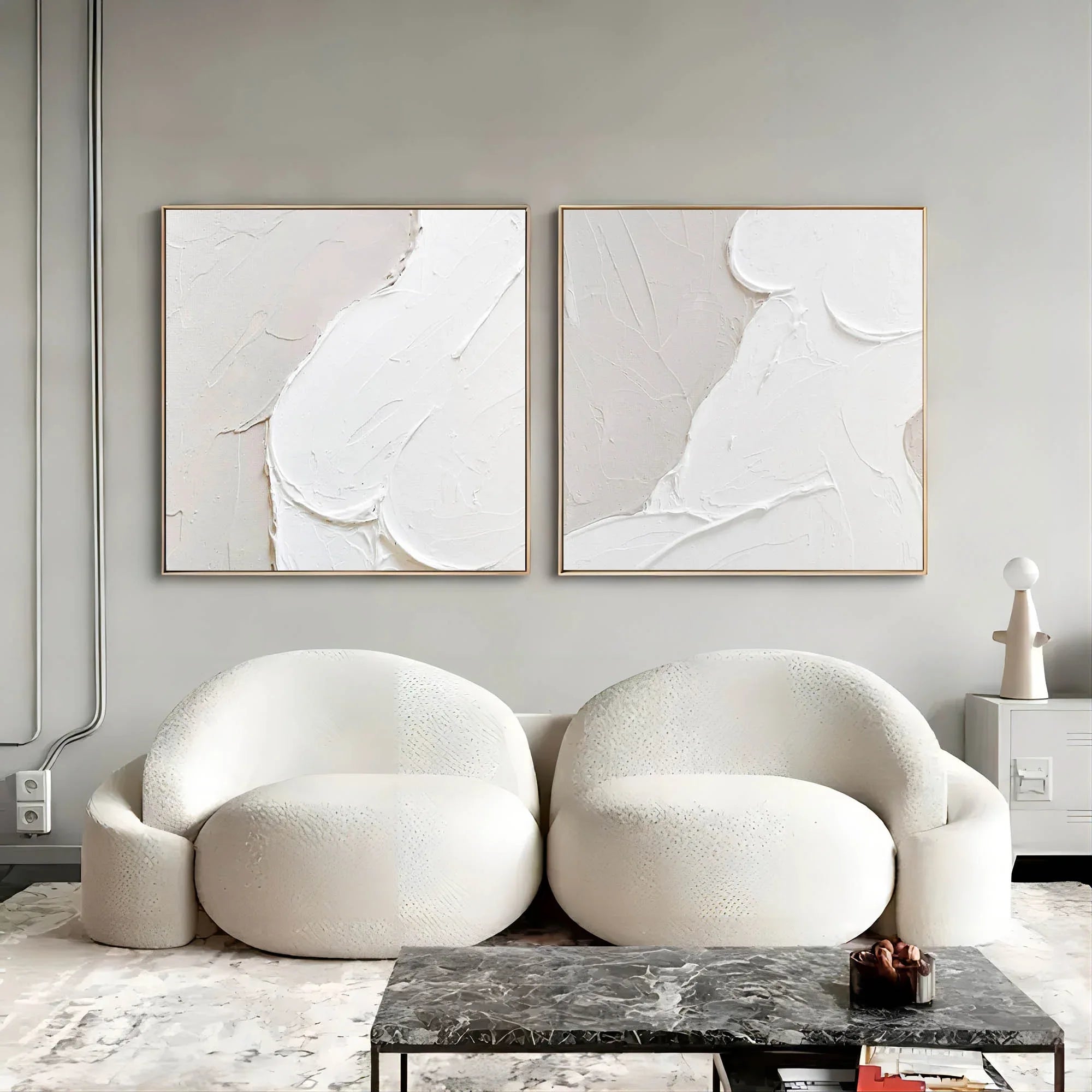 Abstract Whispers Diptych Set Of 2-Modern Minimalist Three-Dimensional Abstract Wall Art - artextured