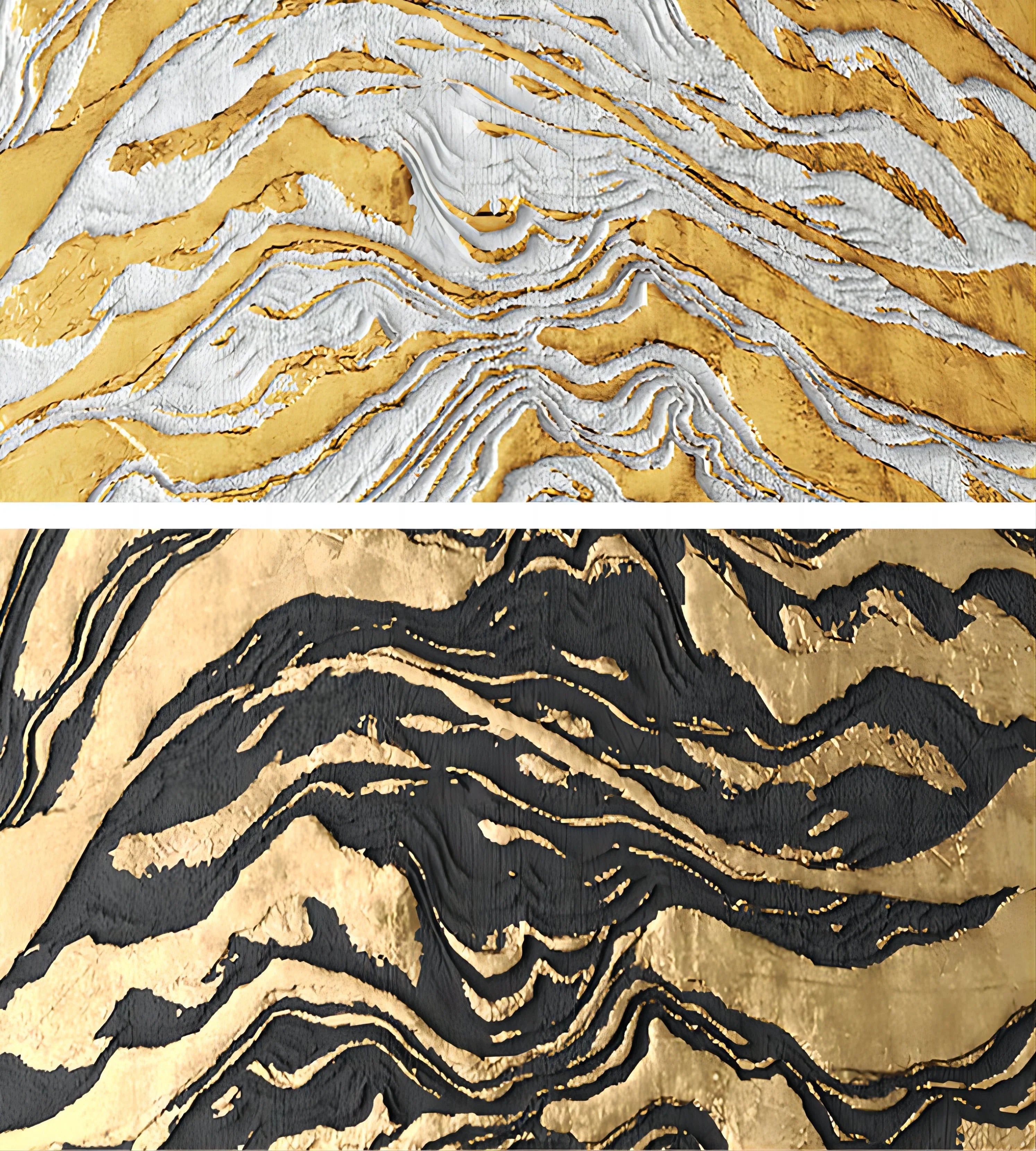 Golden Erosion-Black Gold Layered Texture Abstract Oil Painting Wall Art - artextured