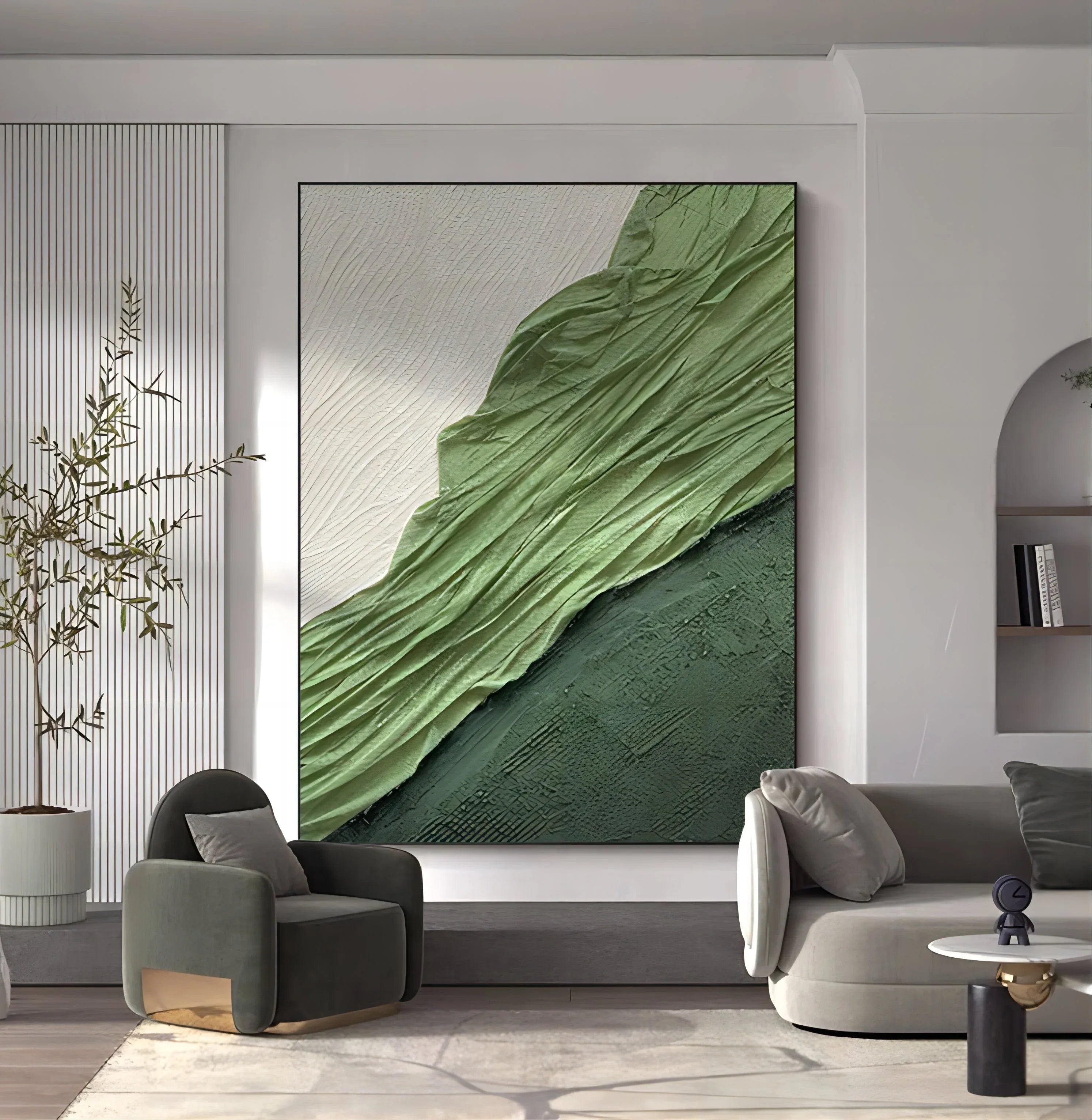 Verdant Flow-Hand Drawn Three-Dimensional Texture Abstract Wall Art - artextured