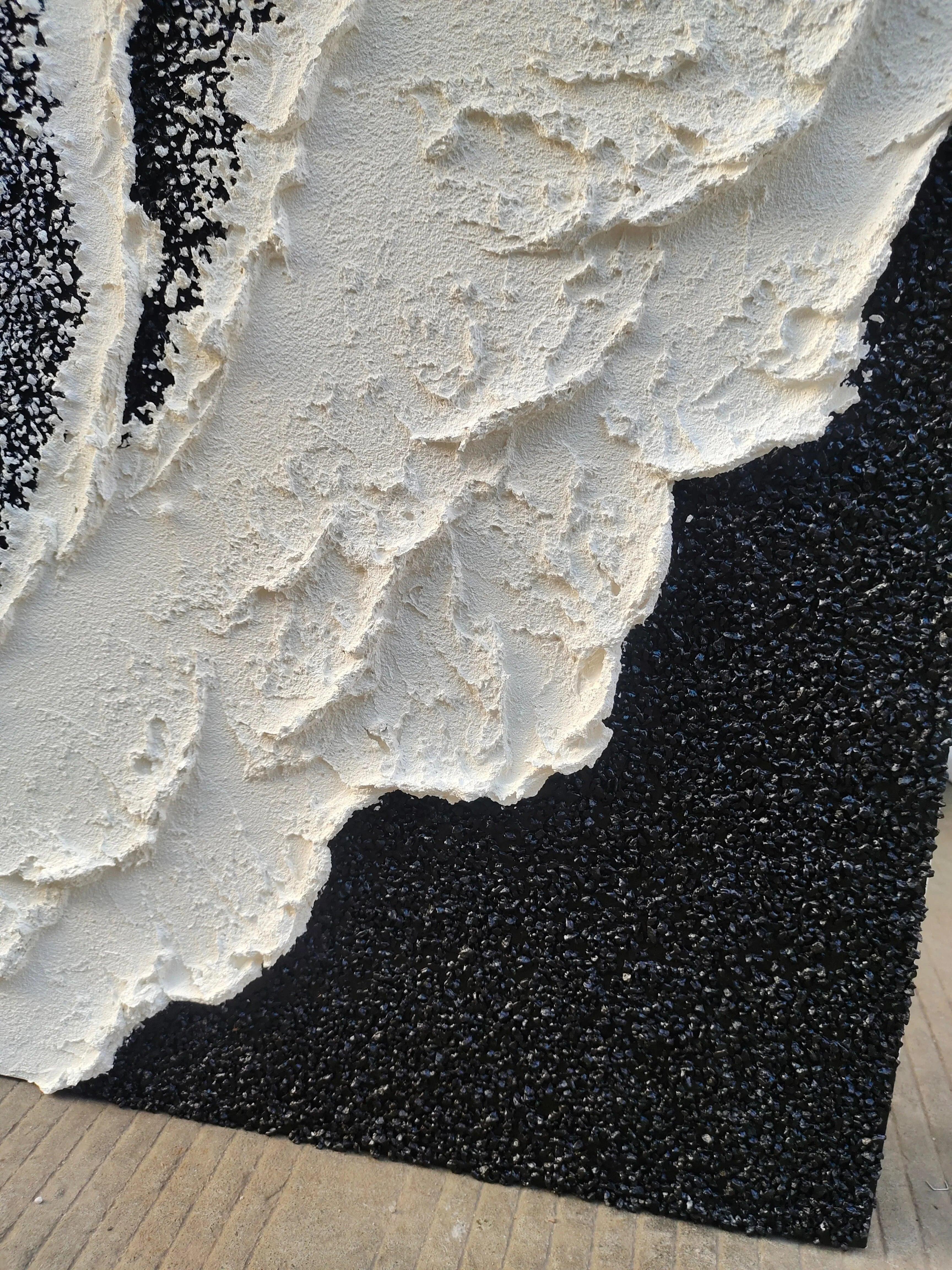Tidal Contrasts-Black and White Texture Minimalist Abstract Wall Art - artextured