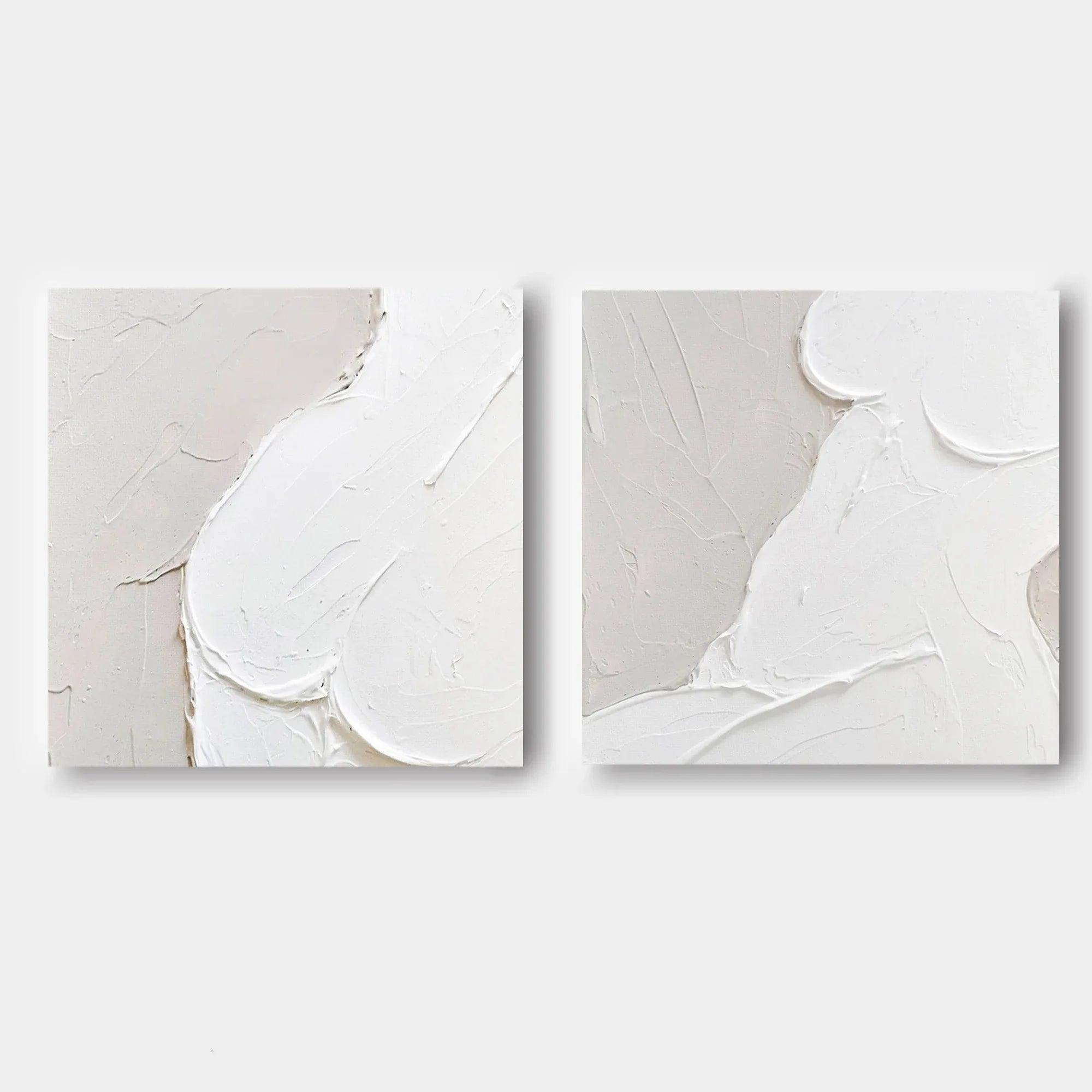 Abstract Whispers Diptych Set Of 2-Modern Minimalist Three-Dimensional Abstract Wall Art - artextured