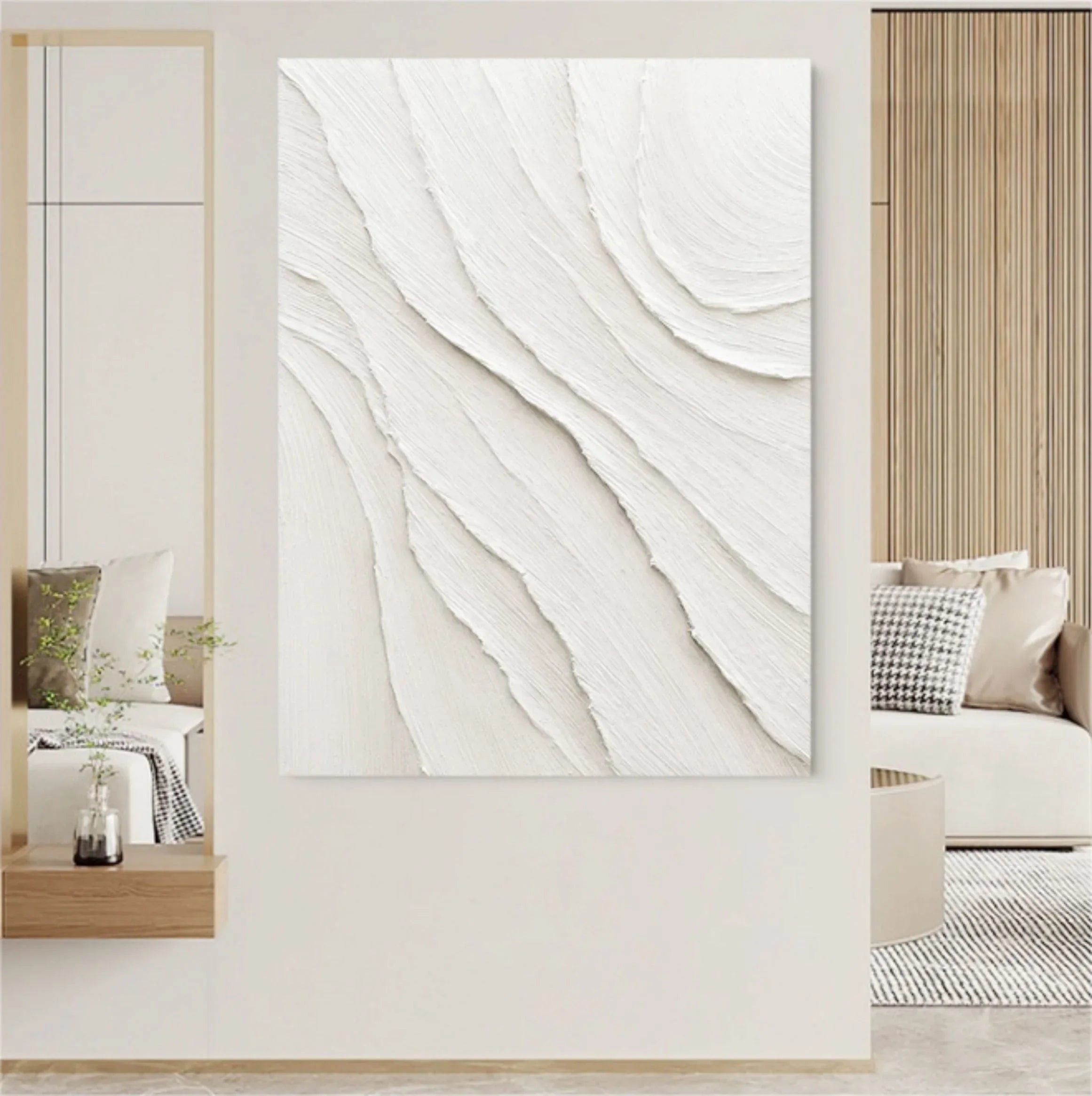 Textured Canvas Art of Desert Sand Dunes-Minimalist Wall Art With Three-Dimensional Curves - artextured