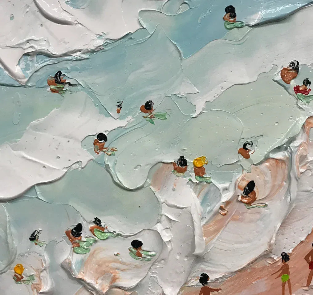 Beachside Bliss-Vibrant Seaside Scene Wall Art Created by Three-Dimensional Texture - artextured