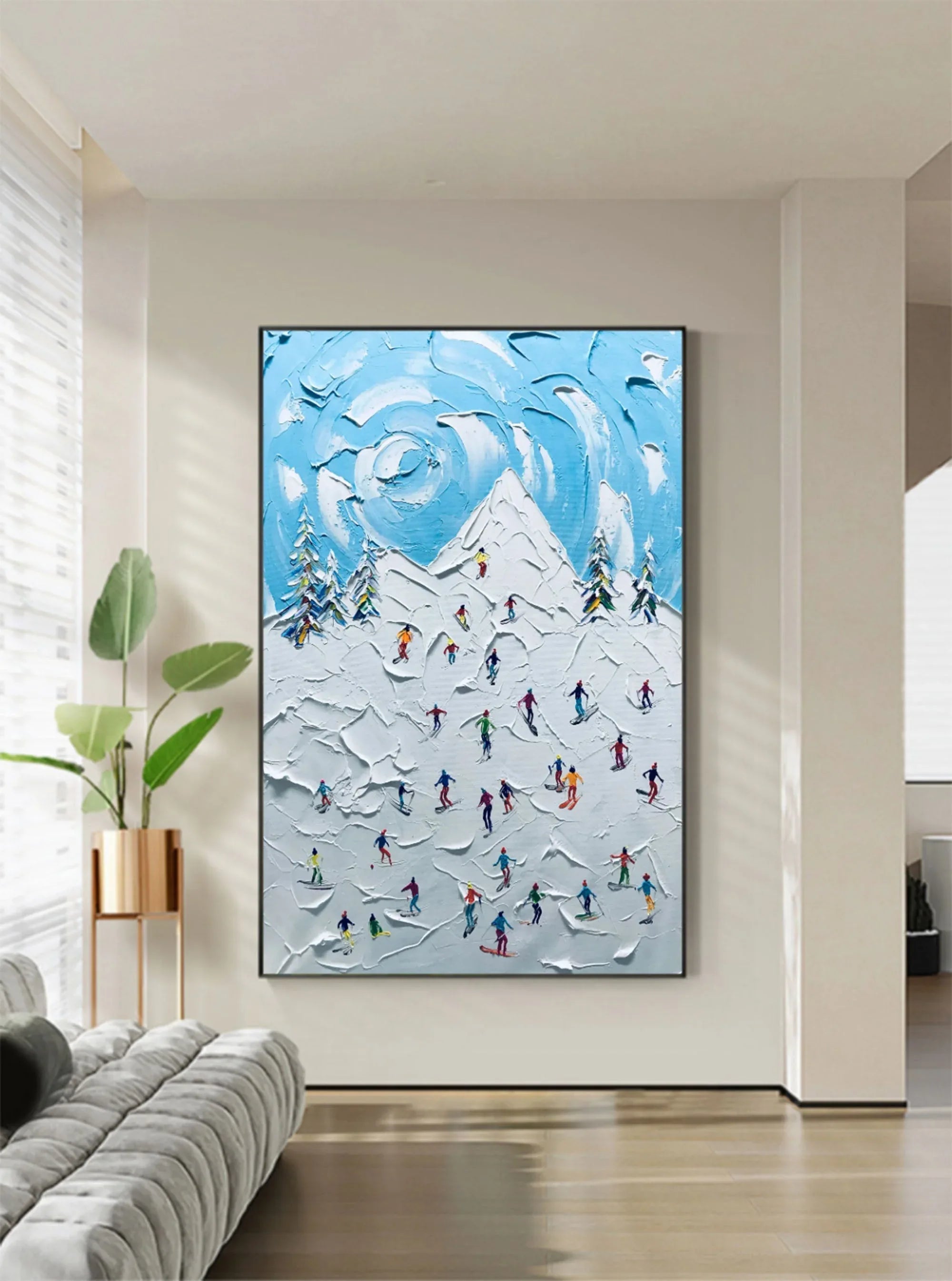 Winter Symphony-Hand drawn 3D Skiing Texture Wall Art - artextured