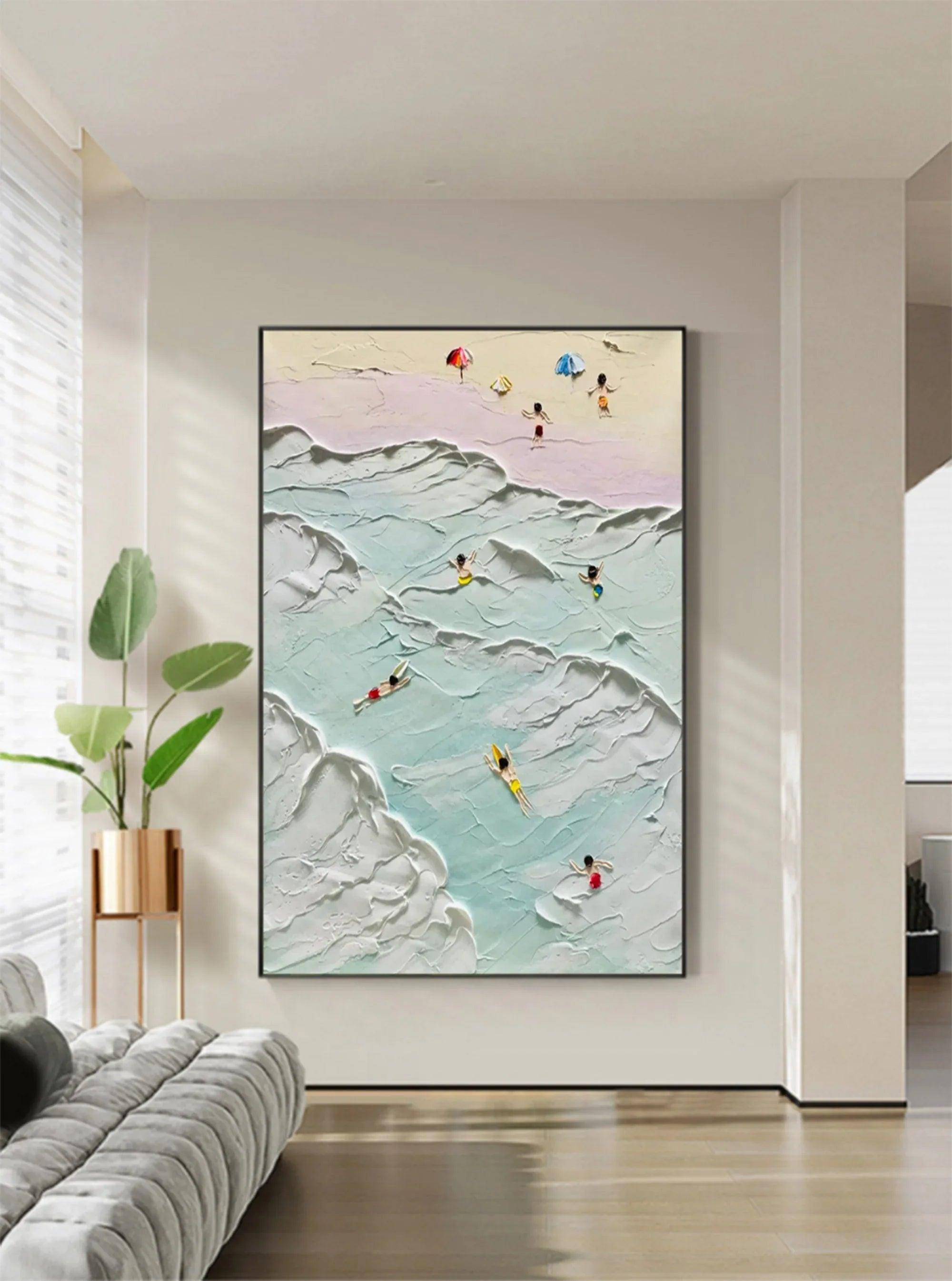 Coastal Bliss-Vertical Thick Coating Three-Dimensional Color Texture Abstract Wall Art - artextured