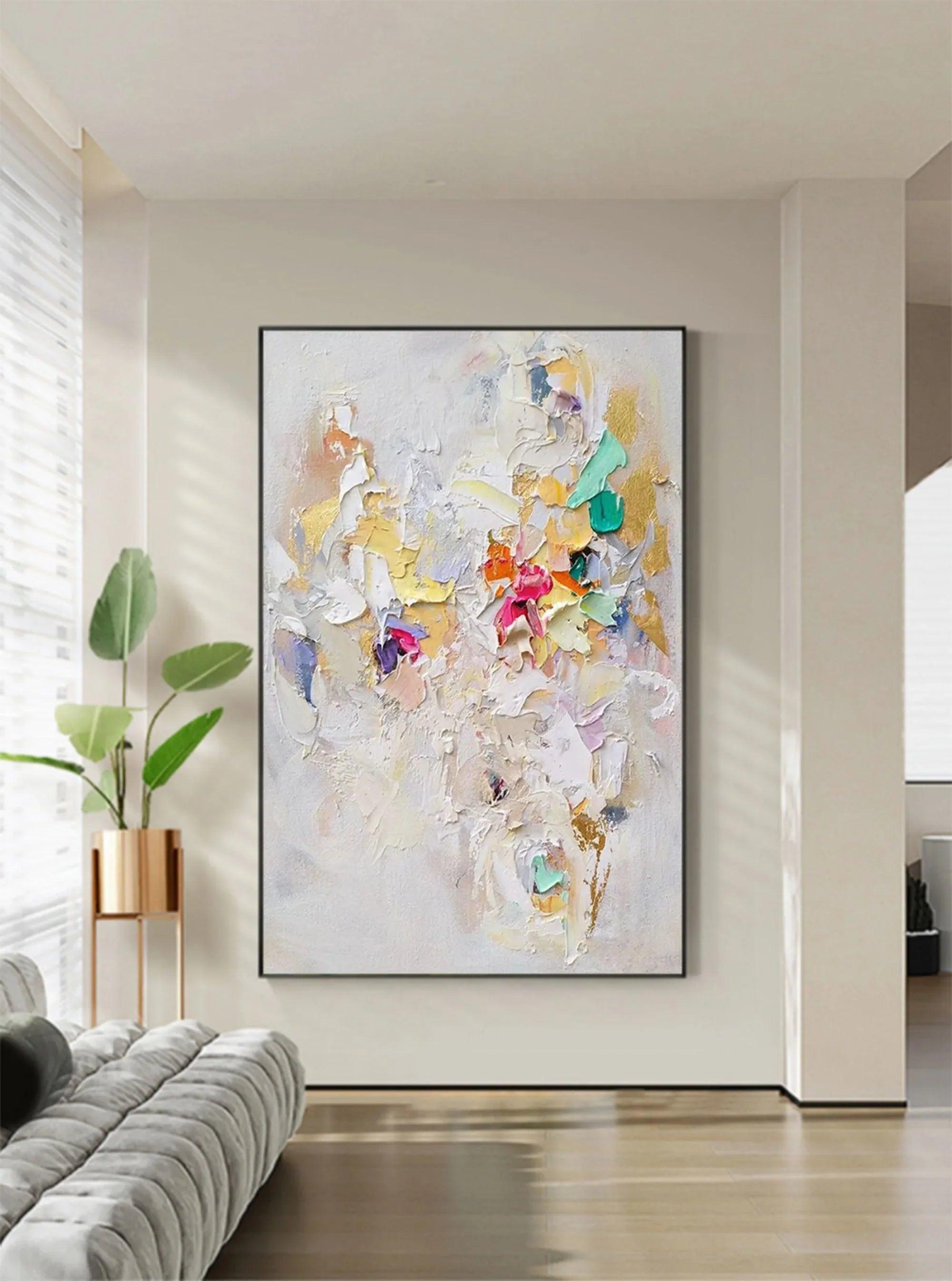 Whispers of Color-Abstract Wall Art With Beige Colored Block Texture - artextured