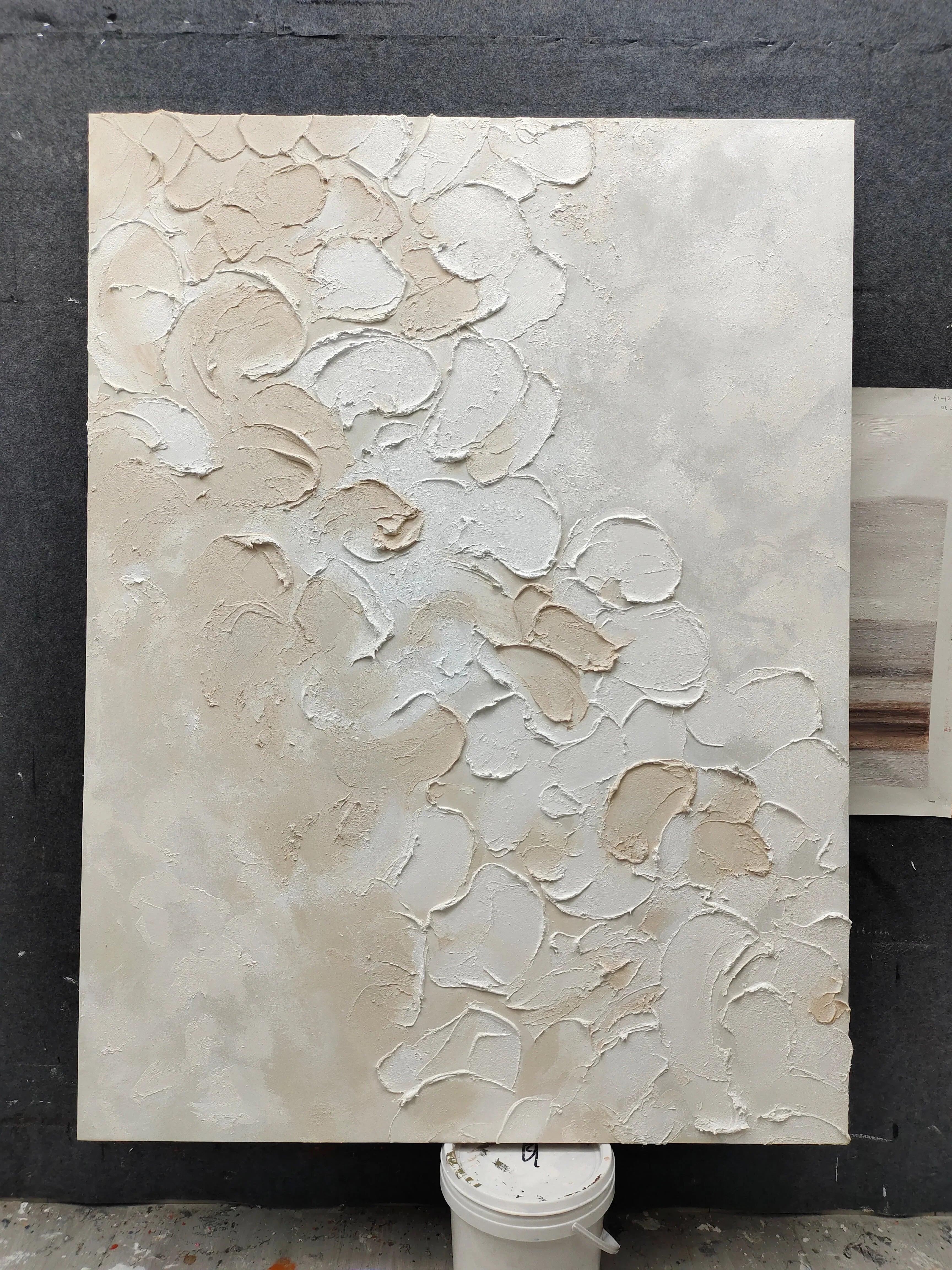 Textured Petal Elegance-Hand Drawn Three-Dimensional Texture Flower Abstract Wall Art - artextured