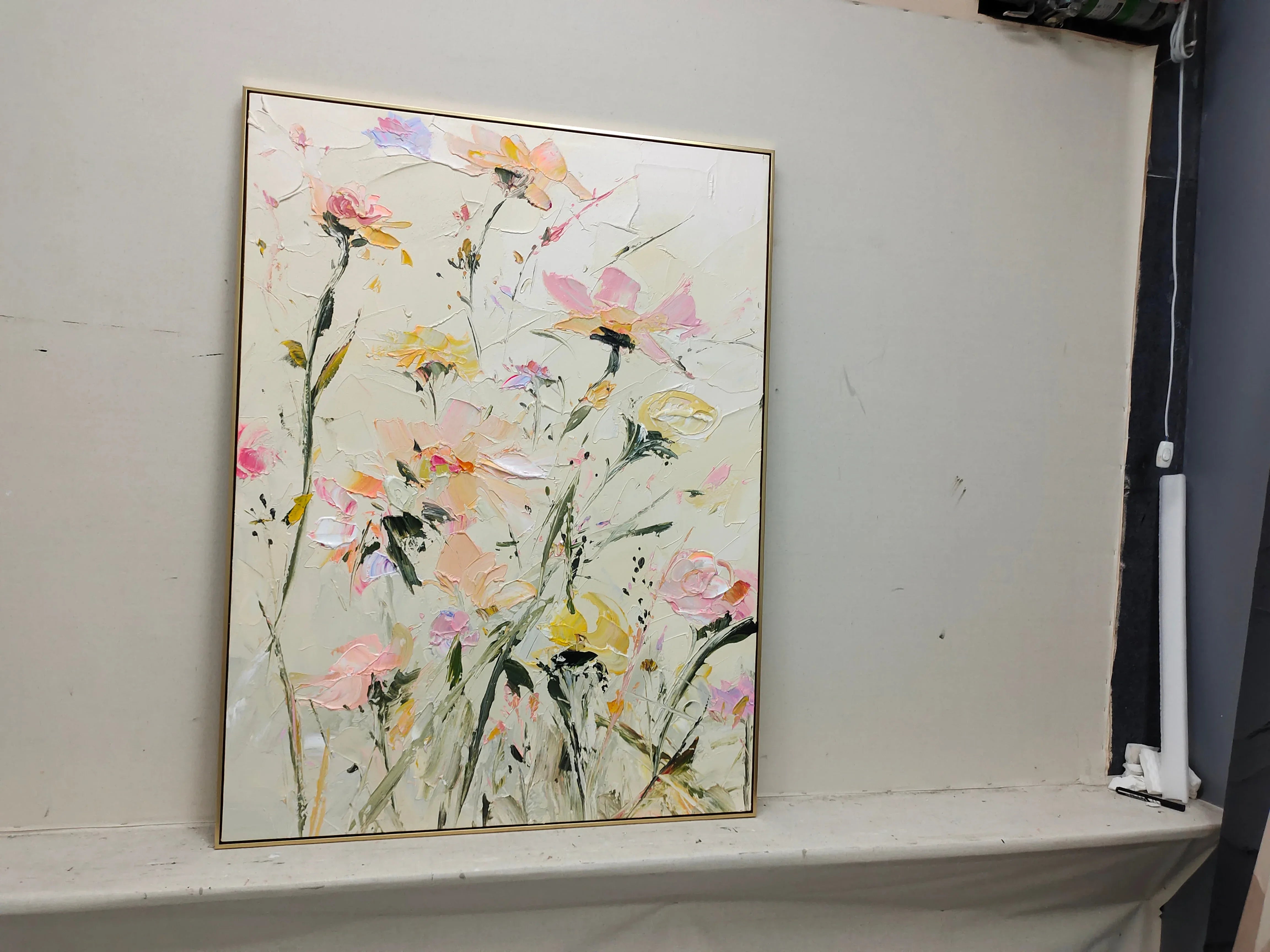 Spring Blossom - Hand Drawn Thick Painted Floral Texture Wall Art - artextured