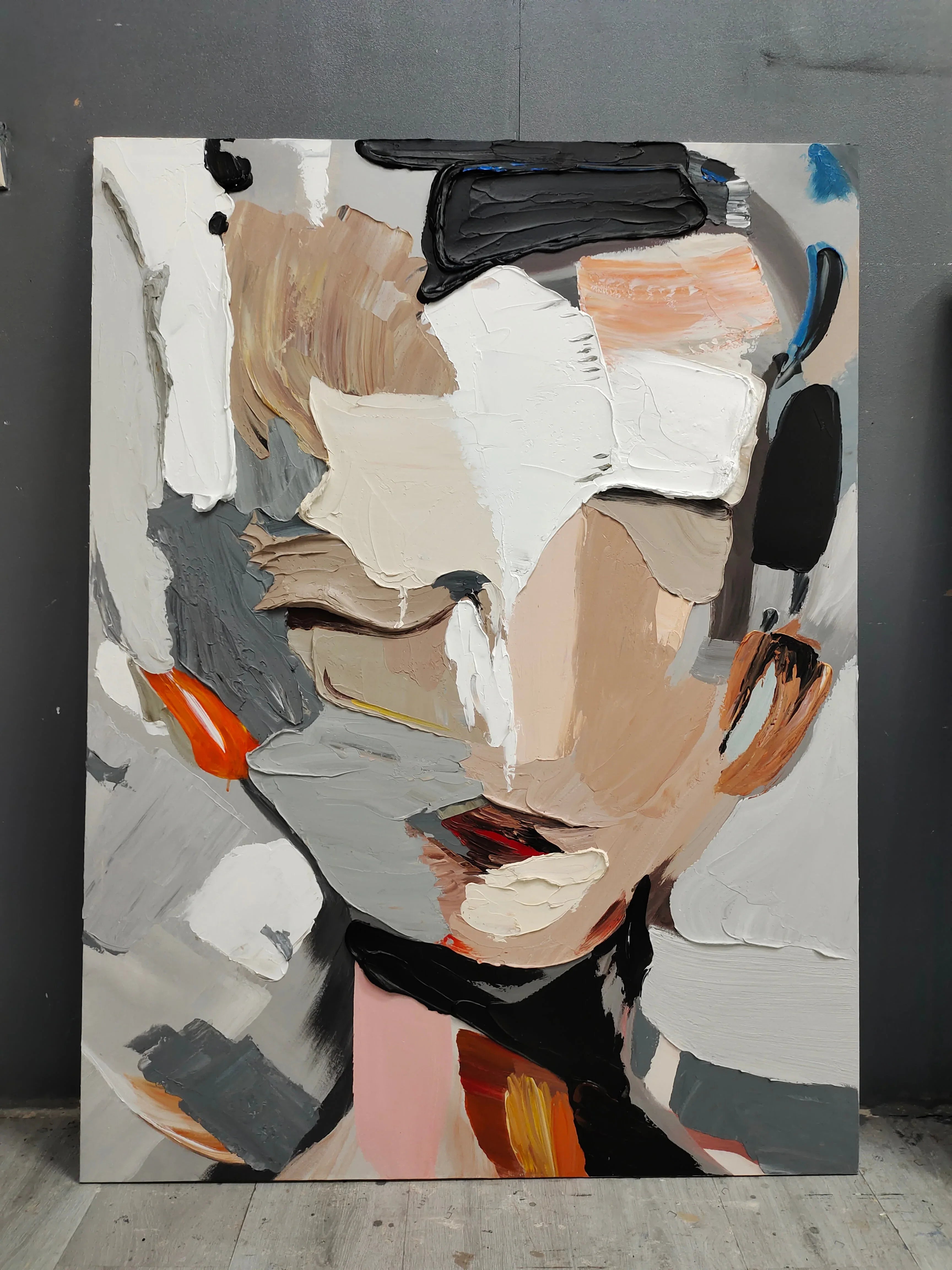 Abstract Portrait-Vertical Three-Dimensional Abstract Portrait Texture Wall Art - artextured