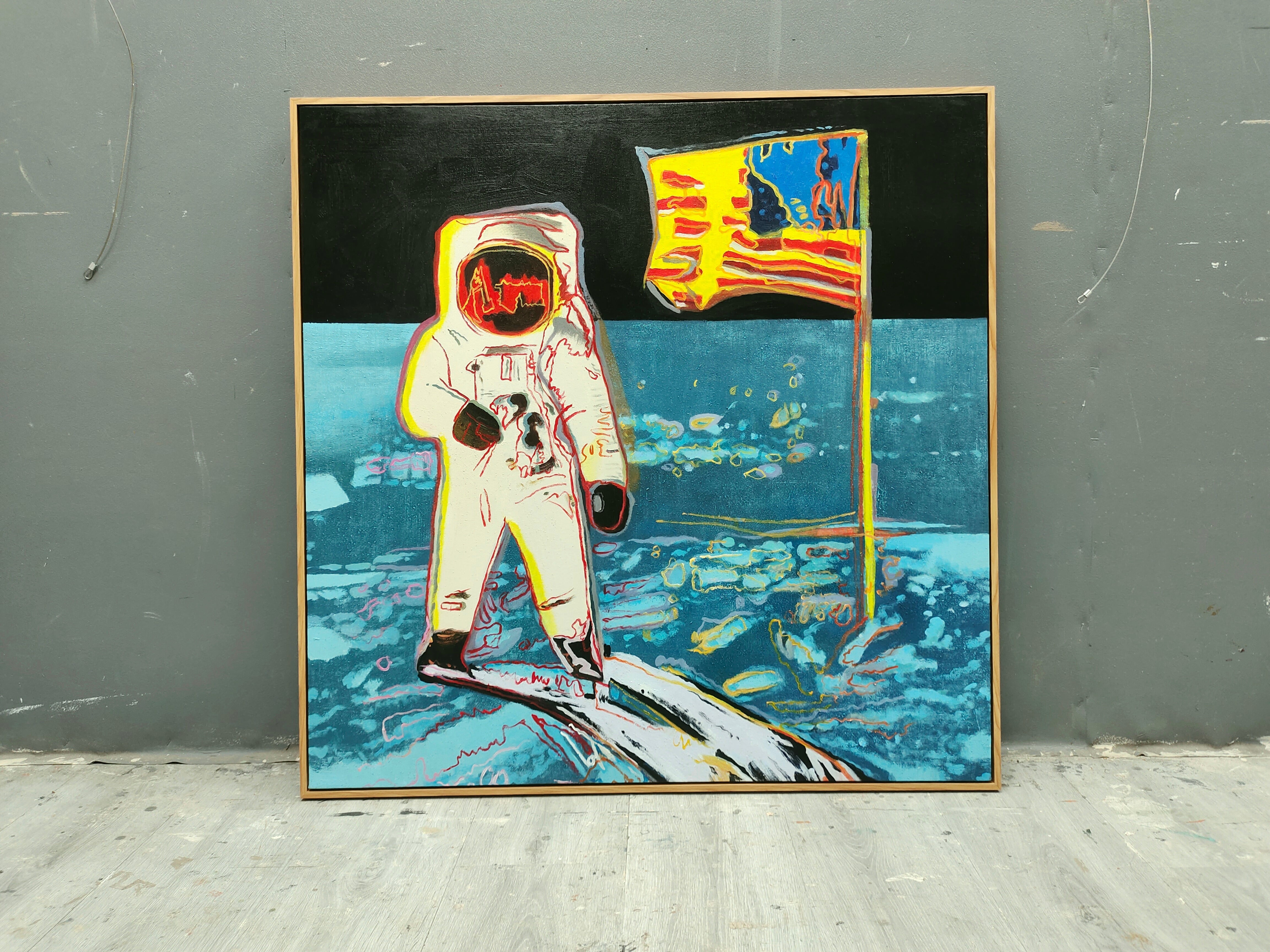 Cosmic Pioneer: Pop Art Astronaut on Lunar Landscape