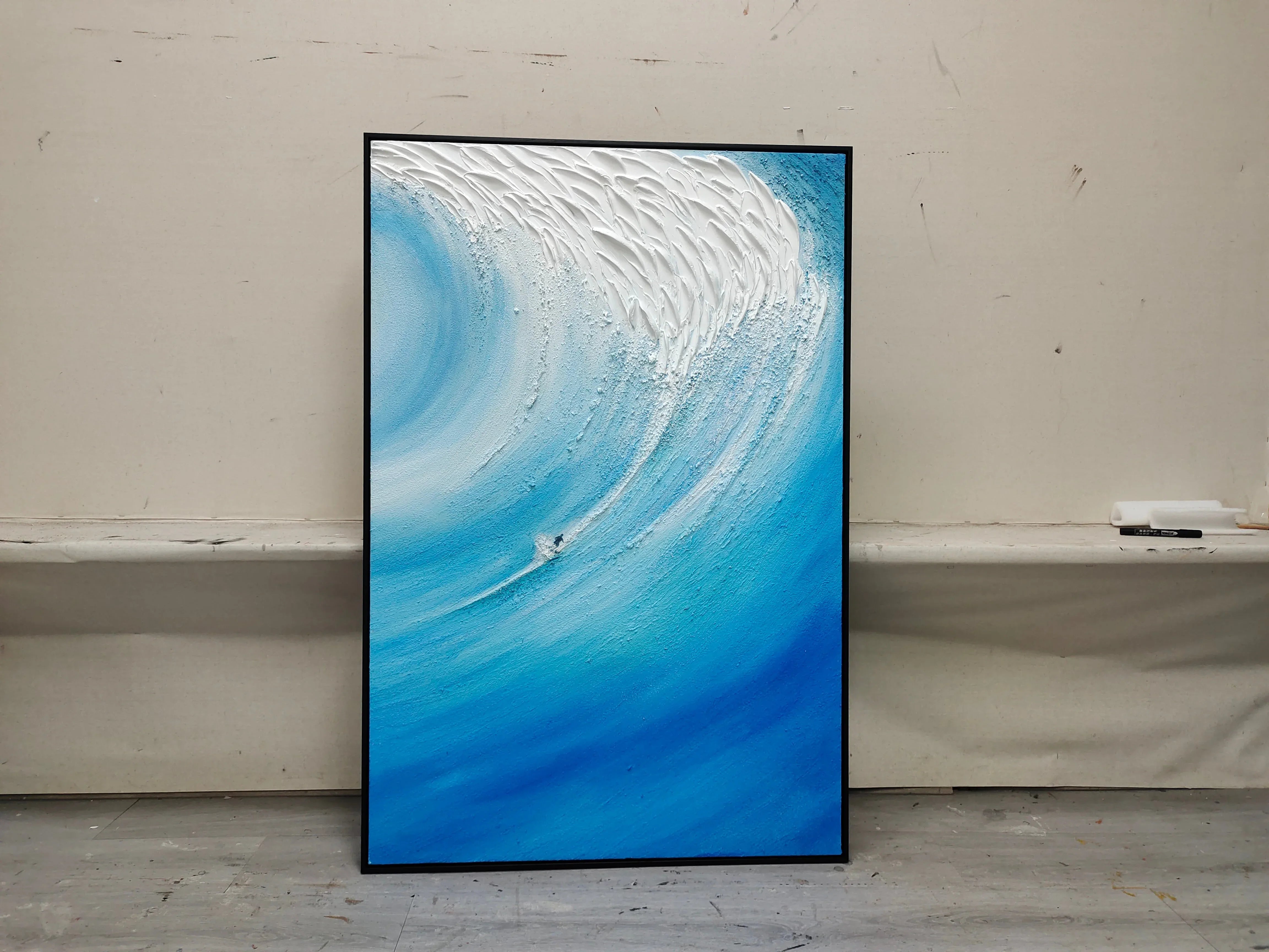 Ocean's Fury - Hand drawn 3D Wave Surfing Texture Wall Art - artextured