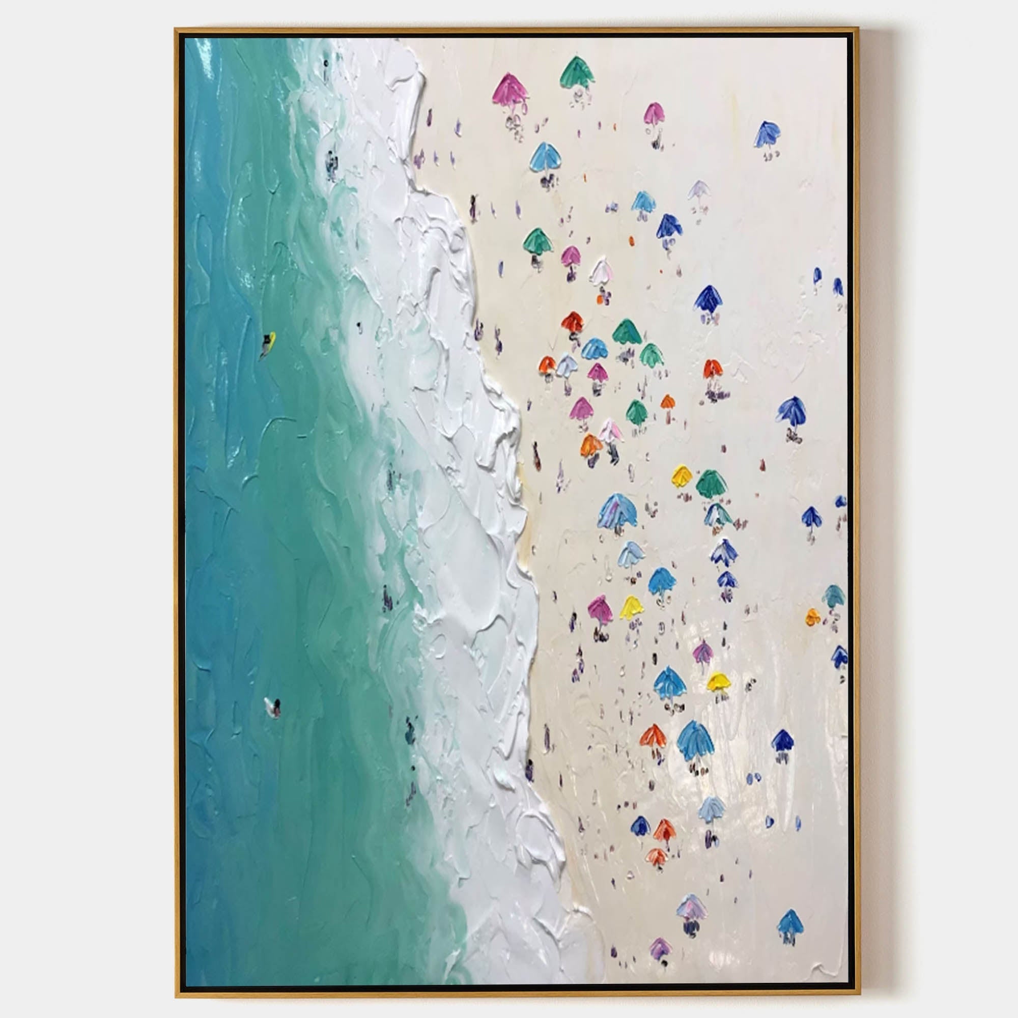 Shoreline Serenity: Textured Beach Umbrella Art