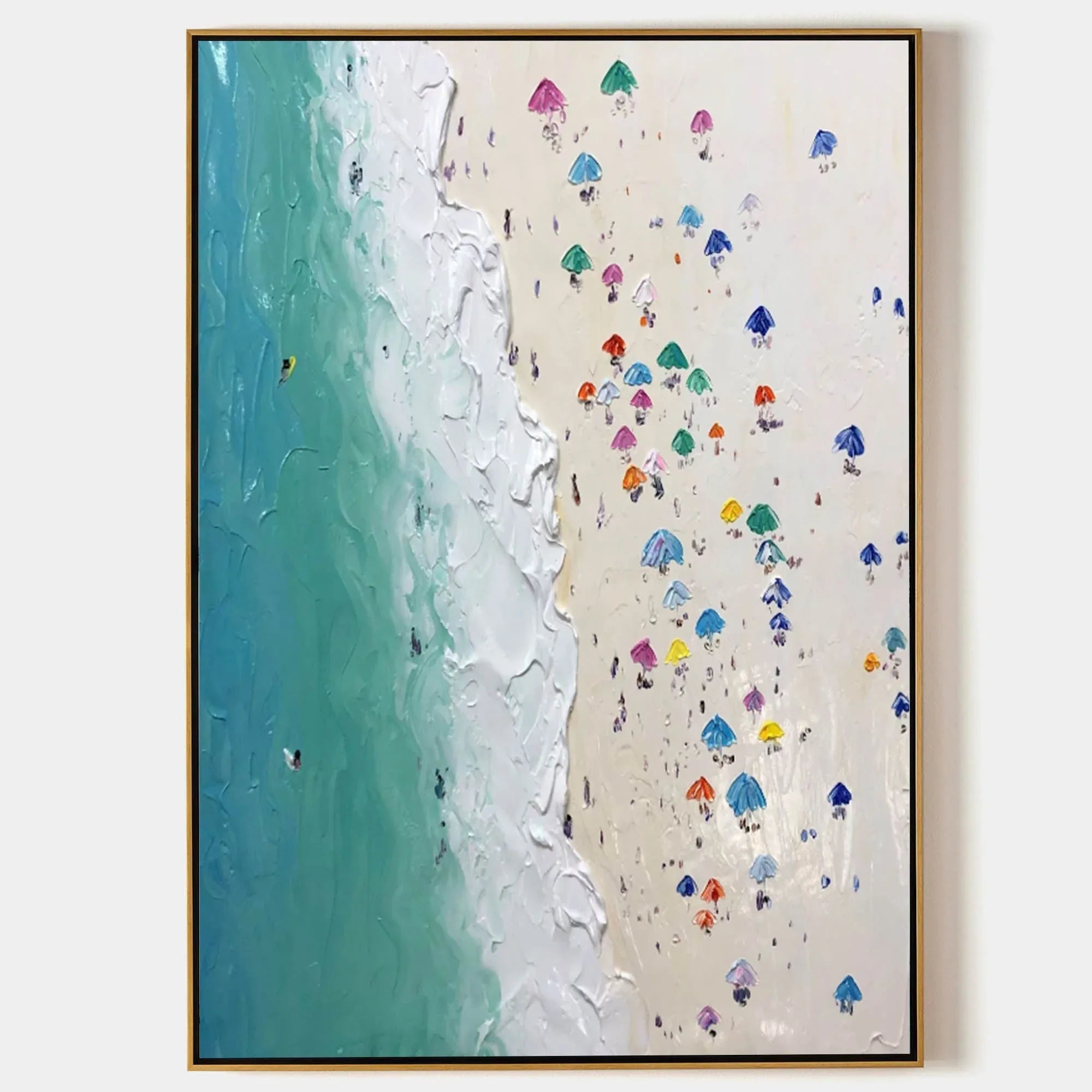 Shoreline Serenity-Vertical 3D Beach Abstract Texture Wall Art - artextured