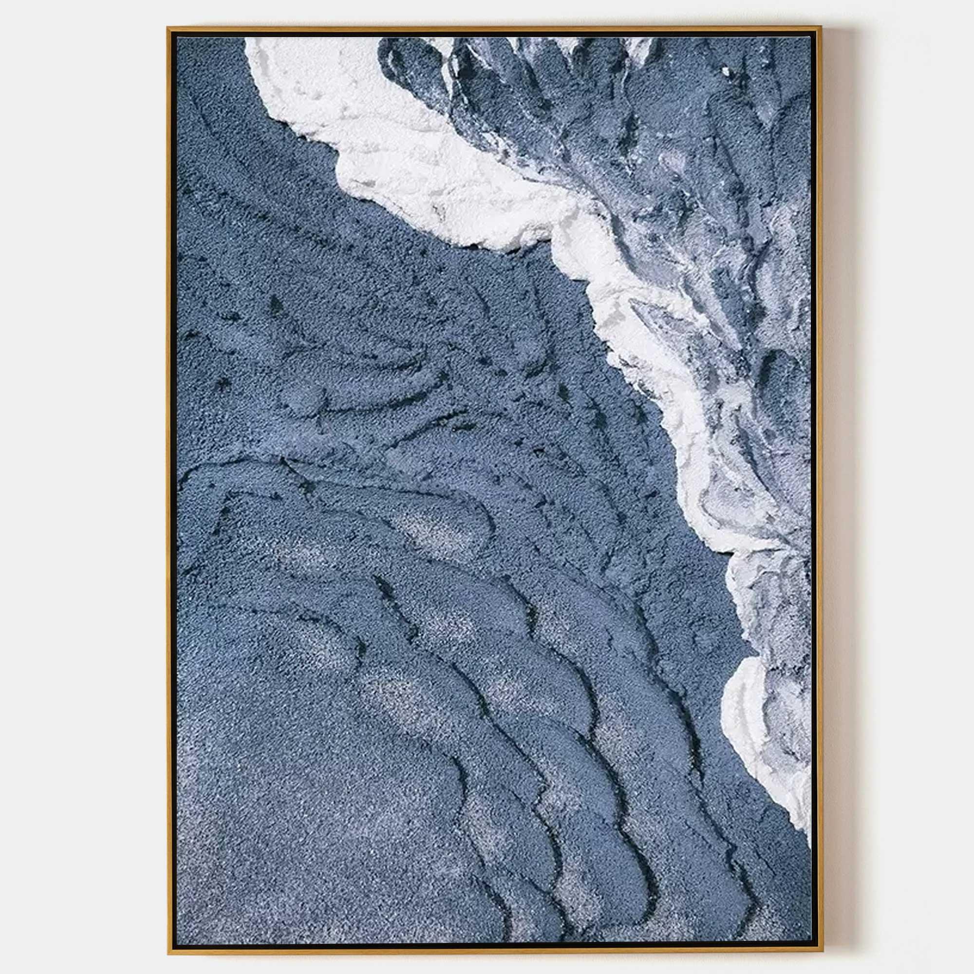 Blue Tide-Hand Drawn Three-Dimensional Wave Texture Wall Art - artextured