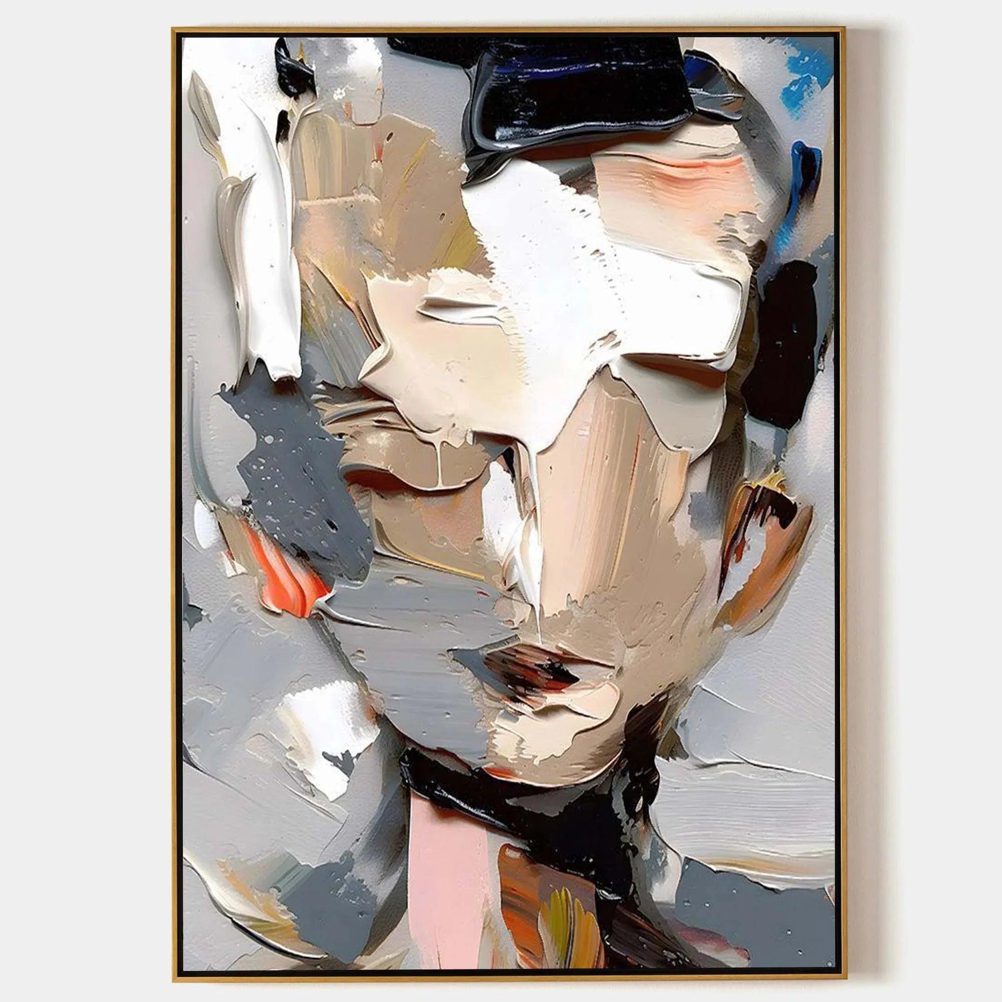 Abstract Portrait-Vertical Three-Dimensional Abstract Portrait Texture Wall Art - artextured