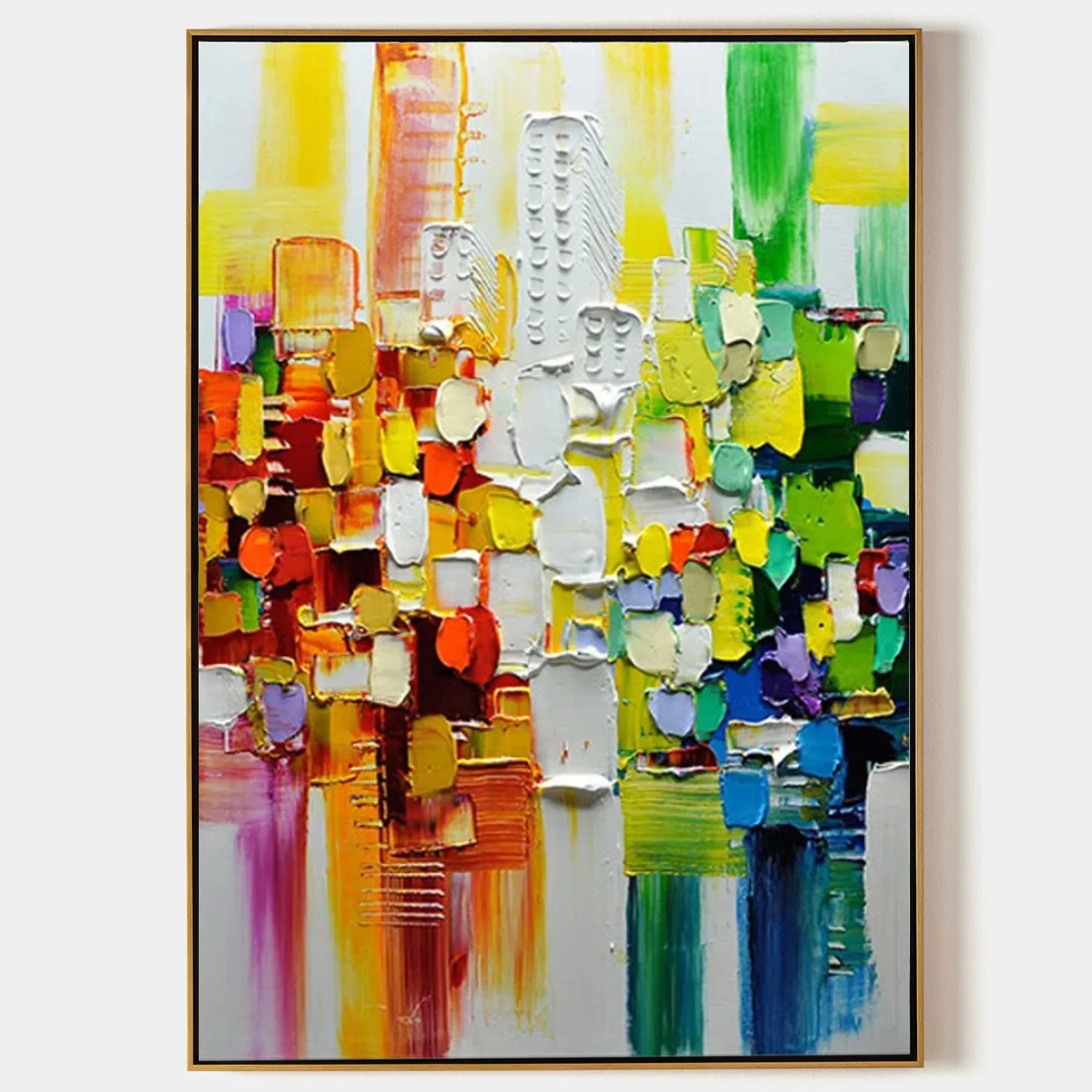 Color Symphony - Hand Drawn Thick Painted Urban Abstract Geometric Wall Art - artextured