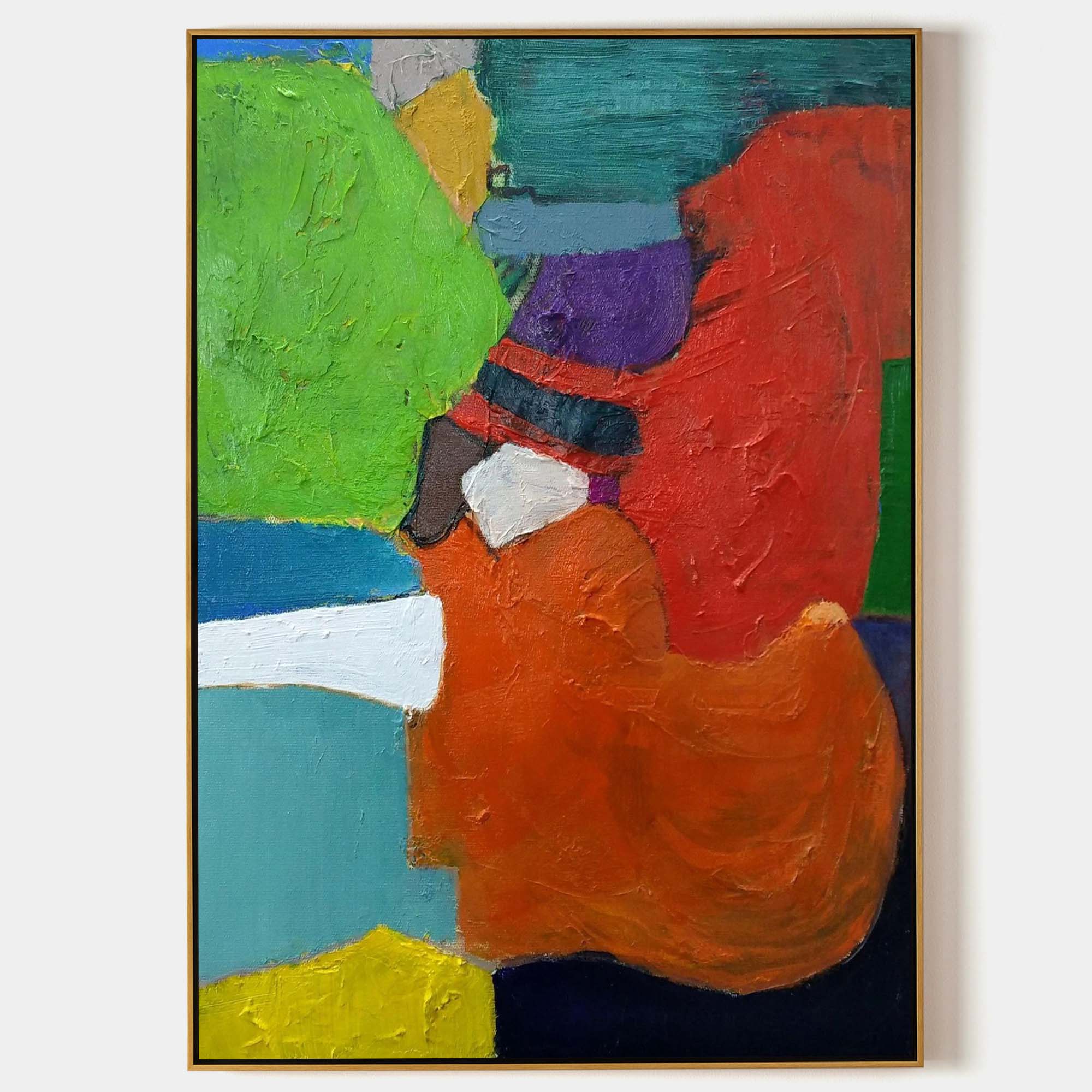 Abstract Color Block Composition - Bold Geometric Shapes on Canvas