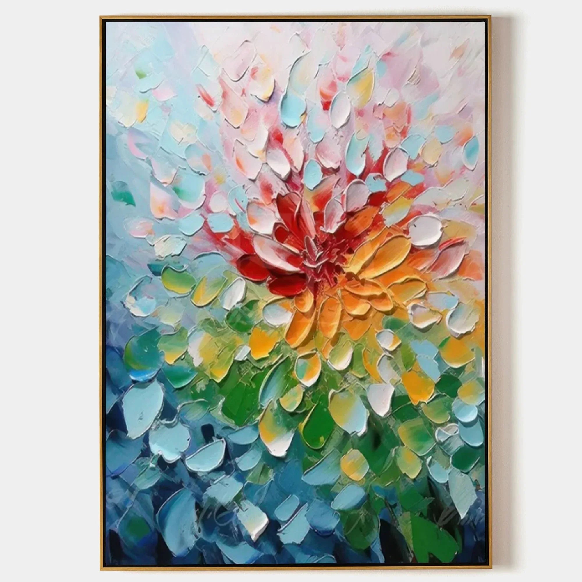 Blooming Radiance-Hand Drawn Color Three-Dimensional Flower Abstract Wall Art - artextured