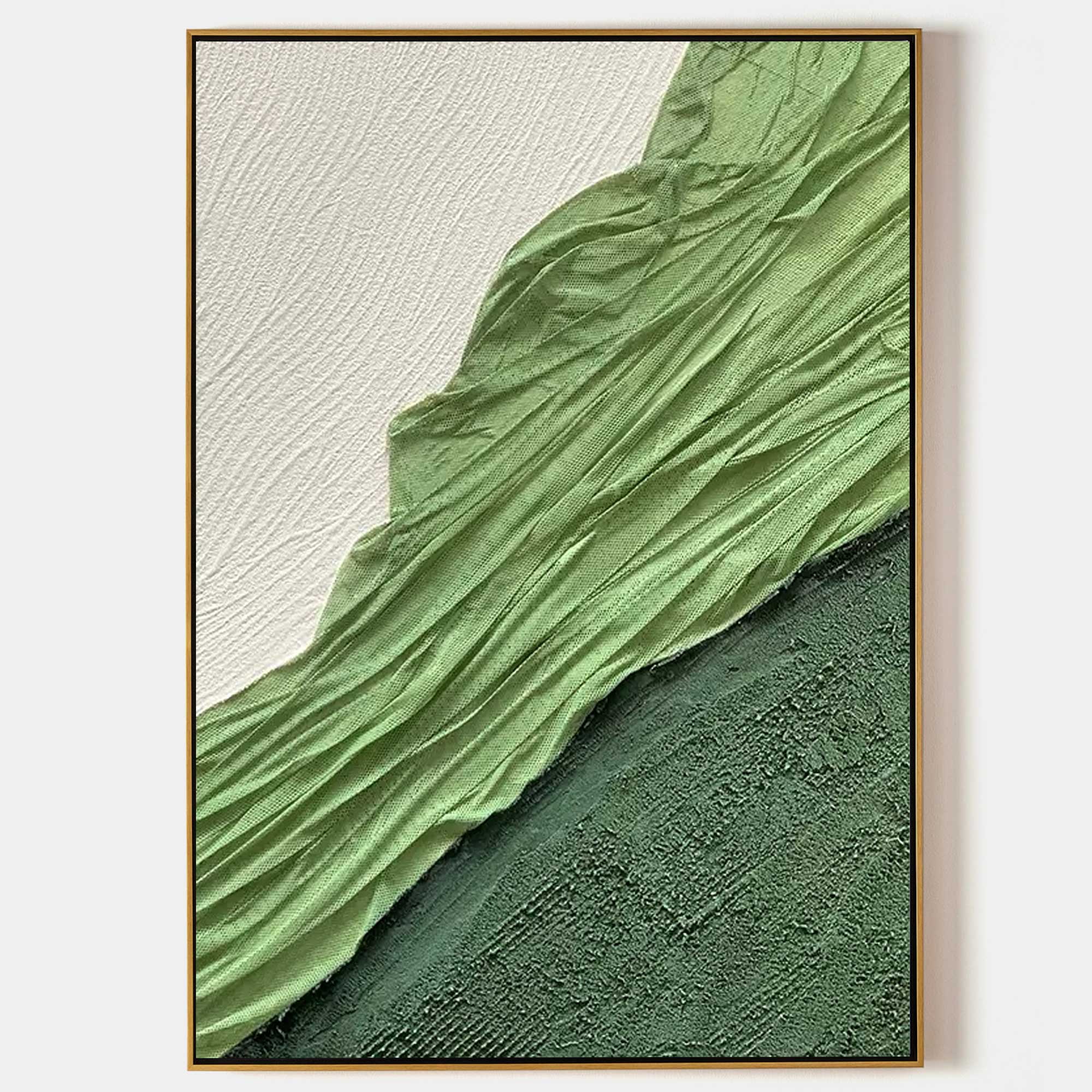 Verdant Flow-Hand Drawn Three-Dimensional Texture Abstract Wall Art
