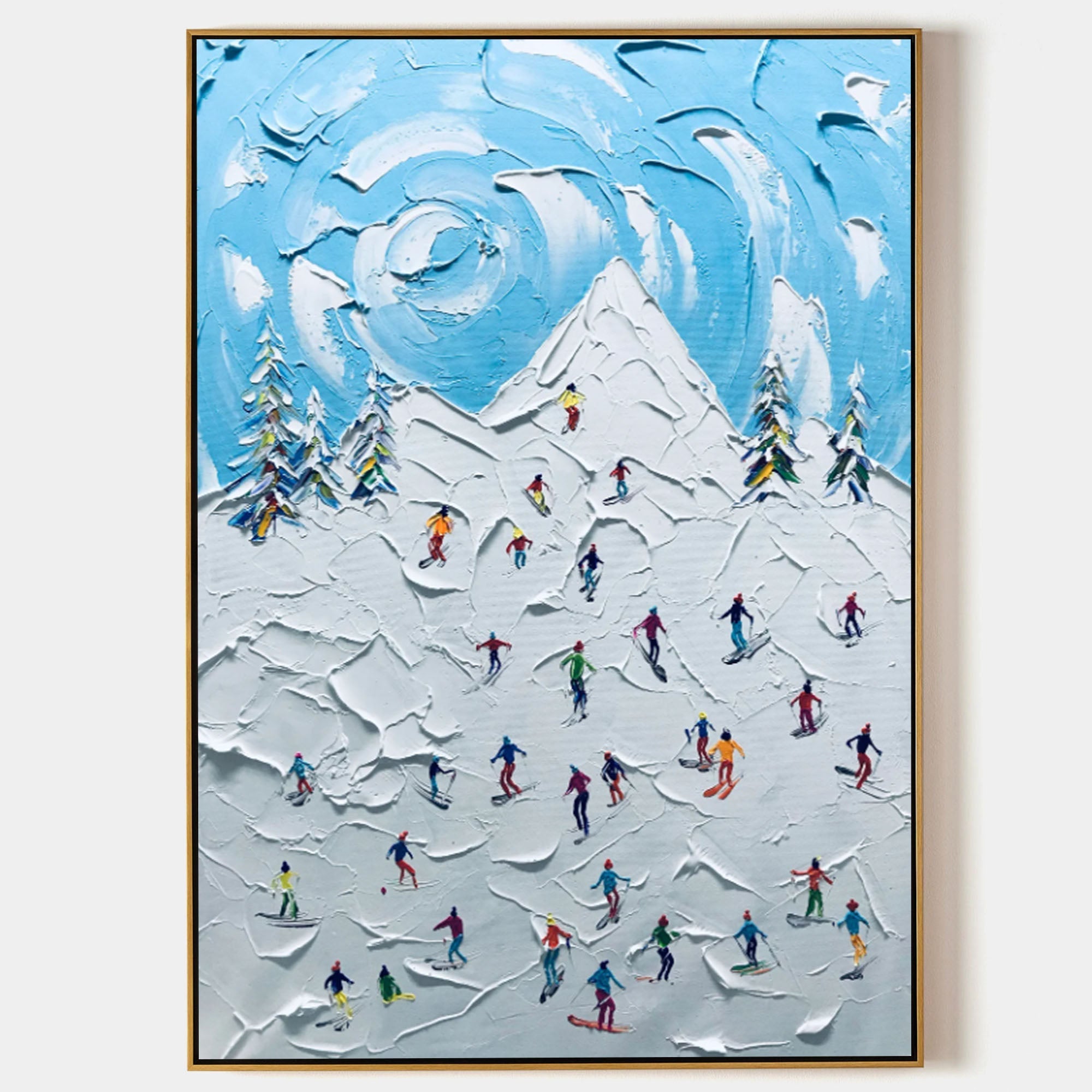 Winter Symphony: Textured Ski Crowd Art