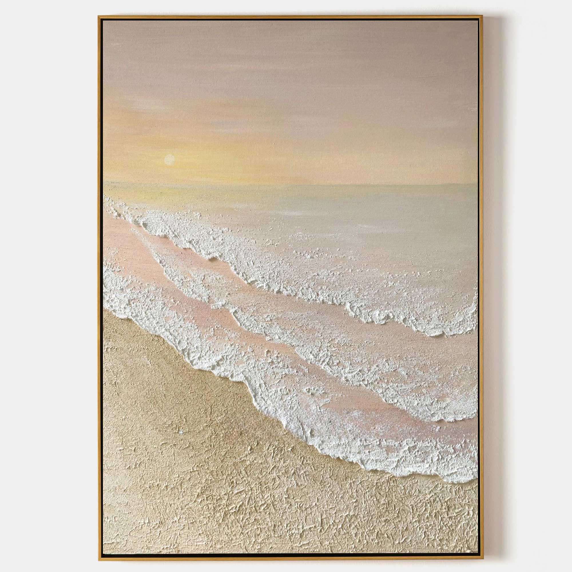 Textured Sunset Beach and Tide Canvas Art
