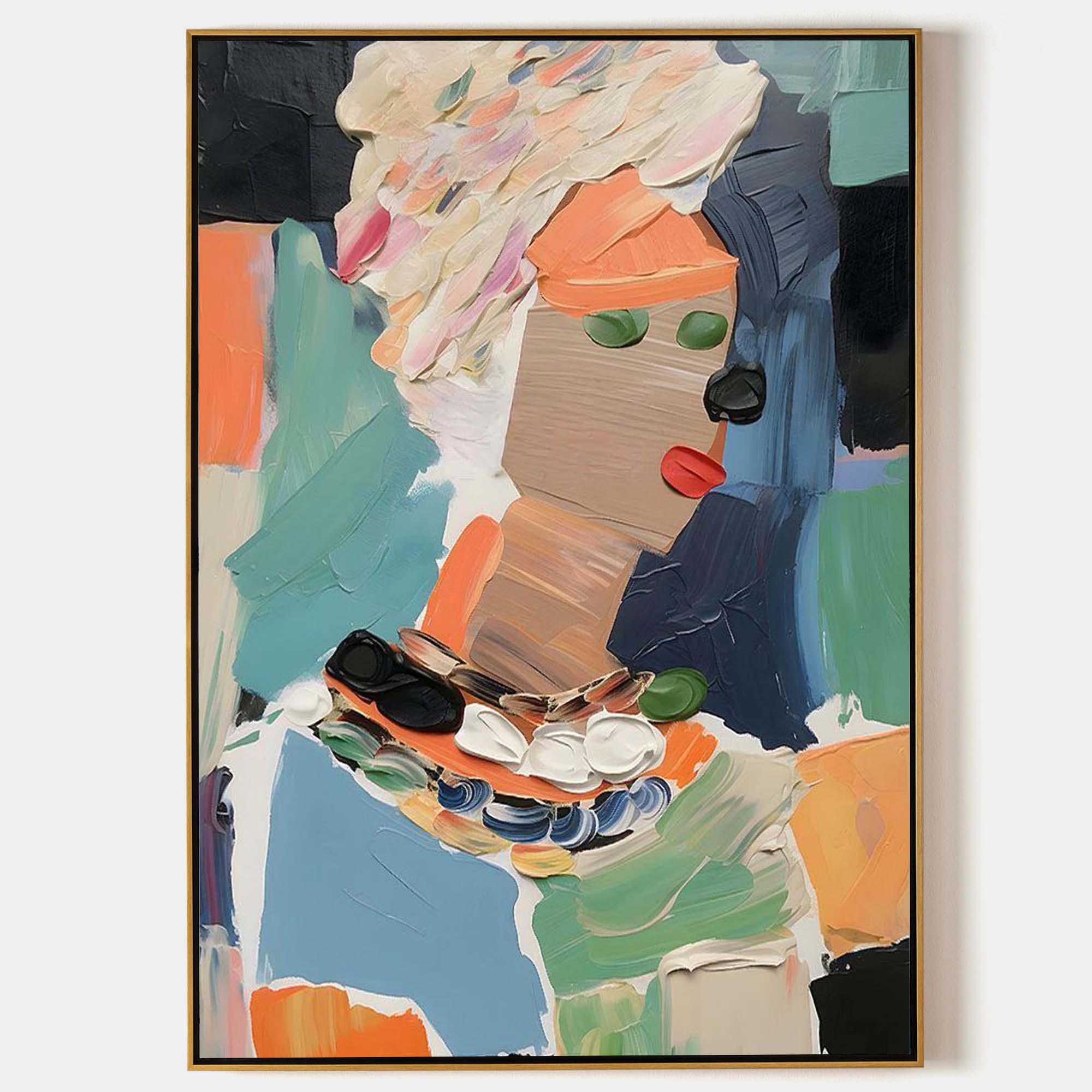 Modern Abstract Portrait Painting - Textured Artistic Expression on Canvas