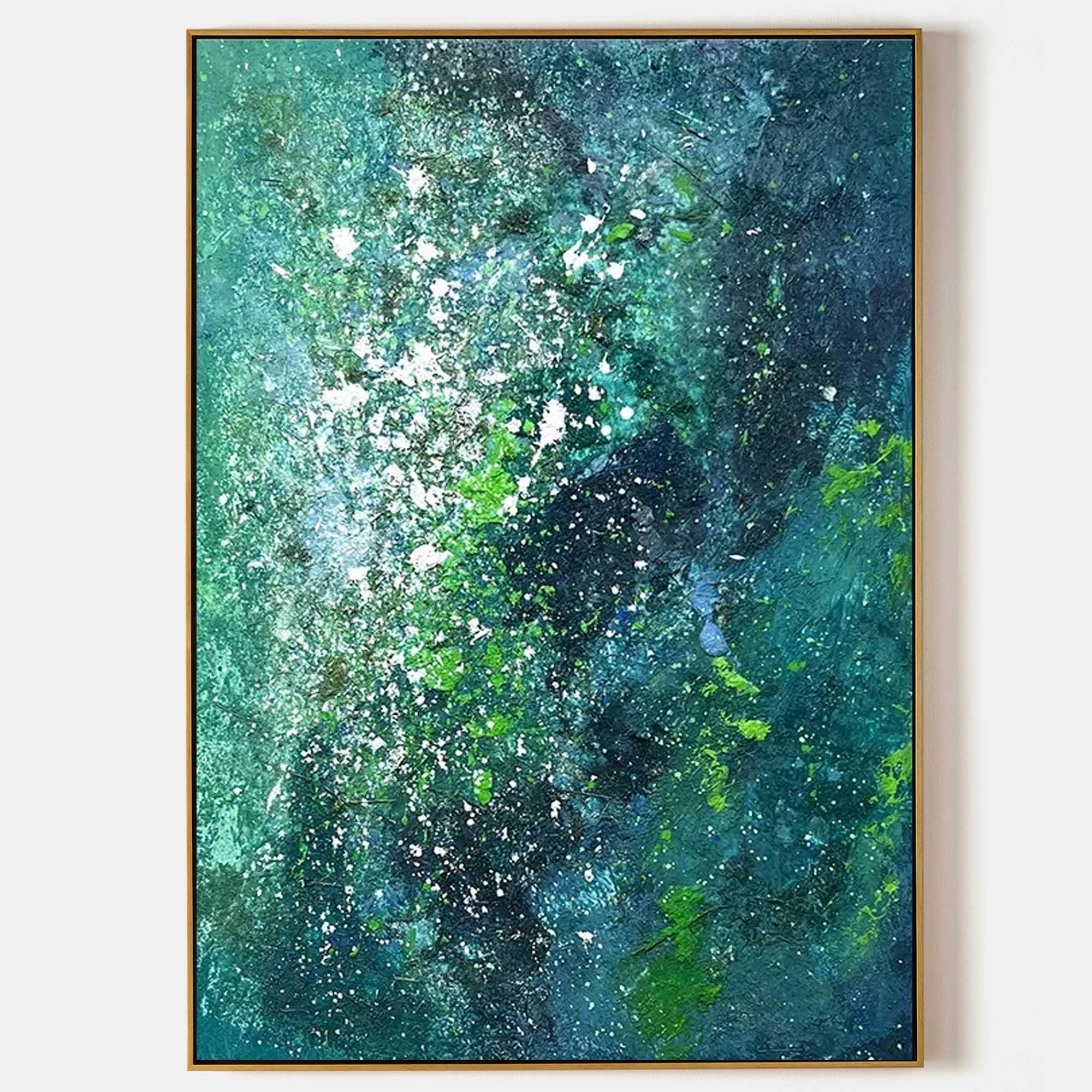 Emerald Cosmos-Hand-Painted Abstract Wall Art for Modern Interior Decoration - artextured