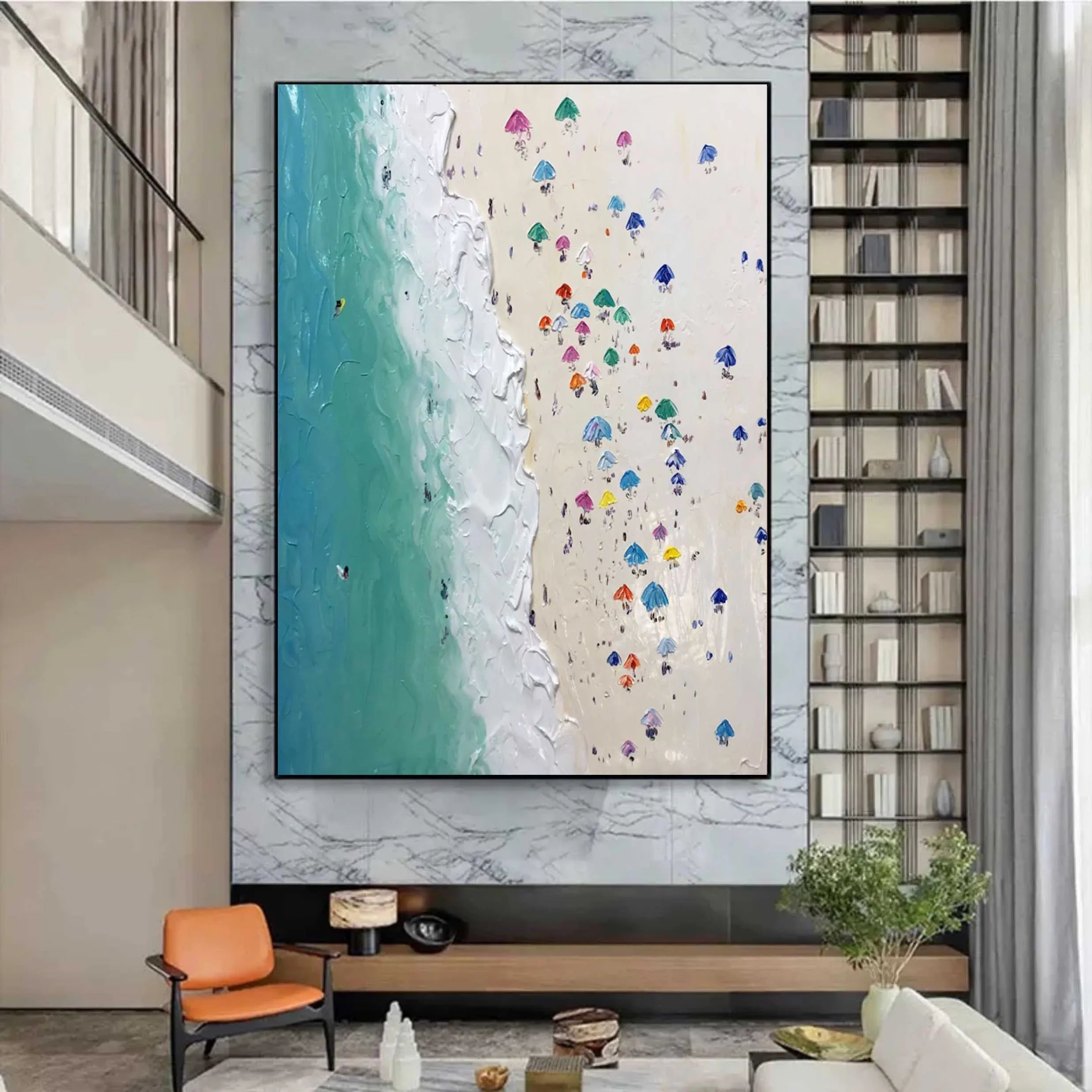 Shoreline Serenity-Vertical 3D Beach Abstract Texture Wall Art - artextured