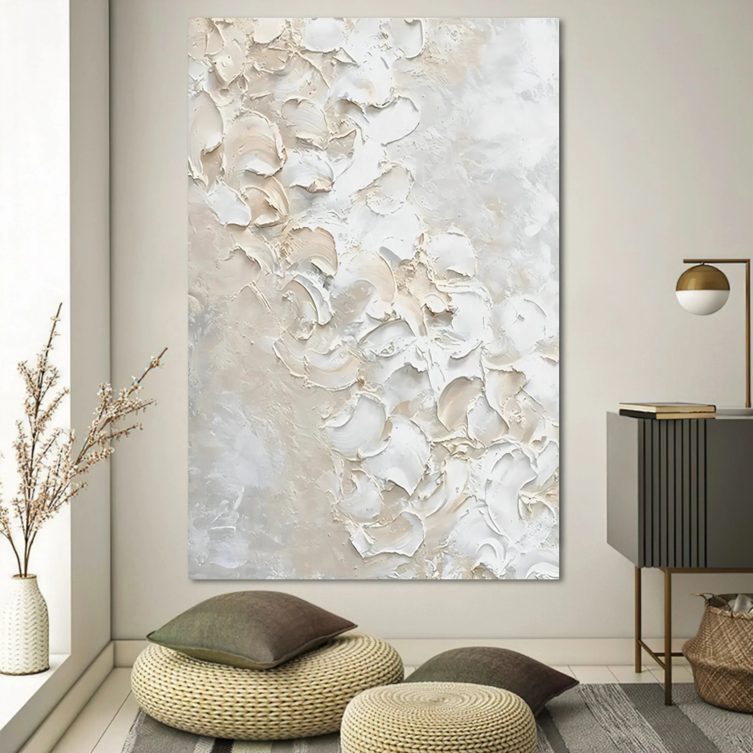 Textured Petal Elegance-Hand Drawn Three-Dimensional Texture Flower Abstract Wall Art - artextured