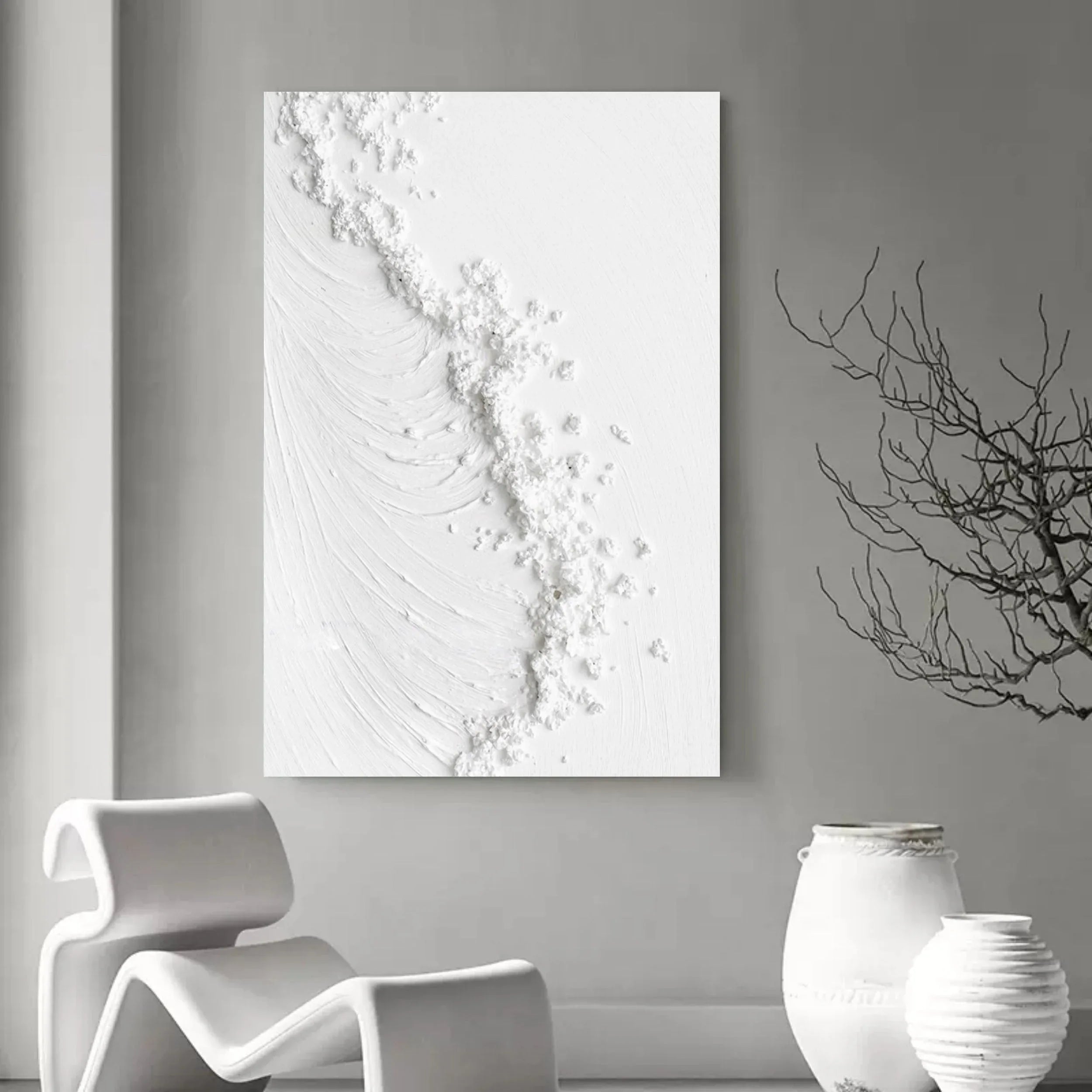 Frosted Harmony Drift-Modern Minimalist Flowing Wave Texture Wall Art - artextured