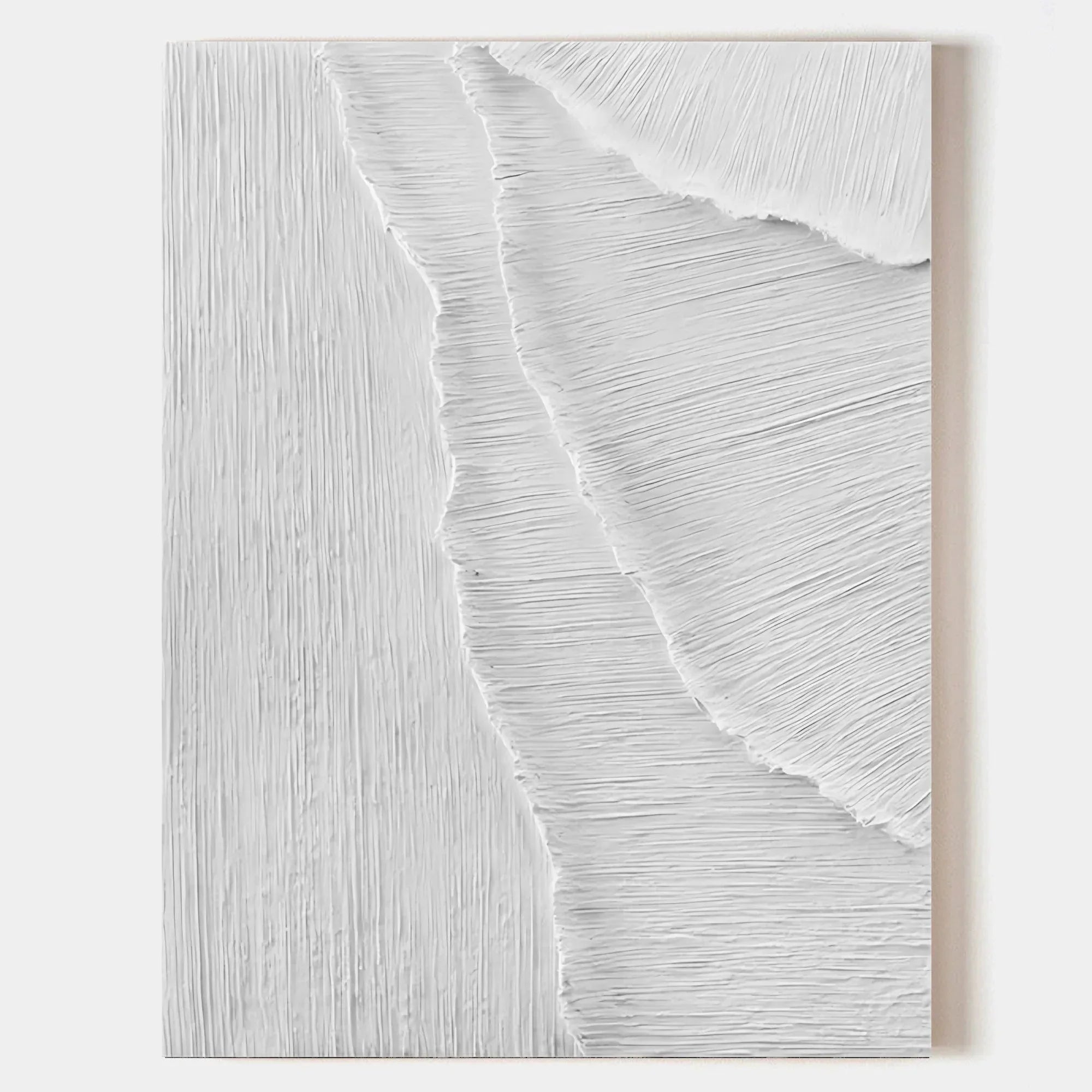 Minimalist Textured Layers-Minimalist Pure White Line Texture Wall Art - artextured