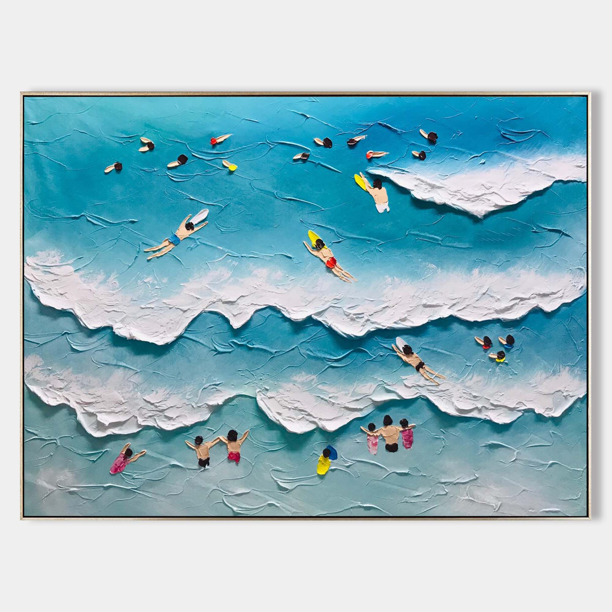 Surfside Bliss: Textured Beach Wave Art